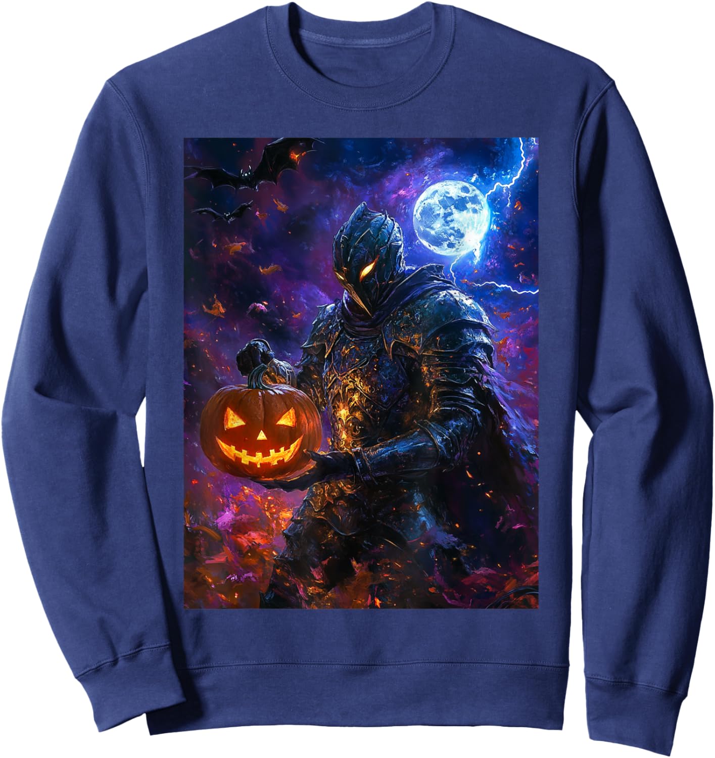 Halloween Girls Boys Spooky Knight Pumpkin Kids Halloween Sweatshirt - Sweatshirt | Navy
