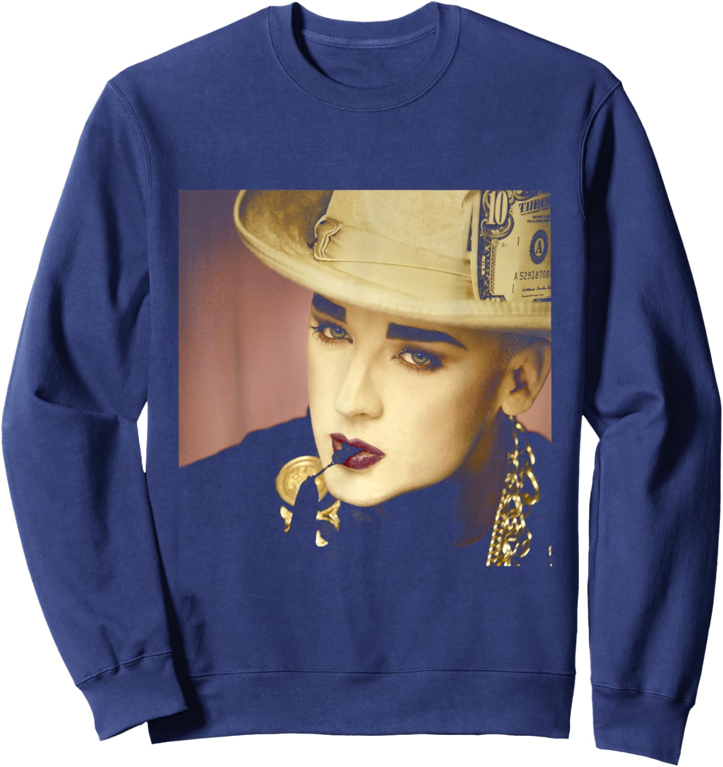 Boy George of Culture Club Dollar Hat by Simon Fowler Sweatshirt - Sweatshirt | Navy