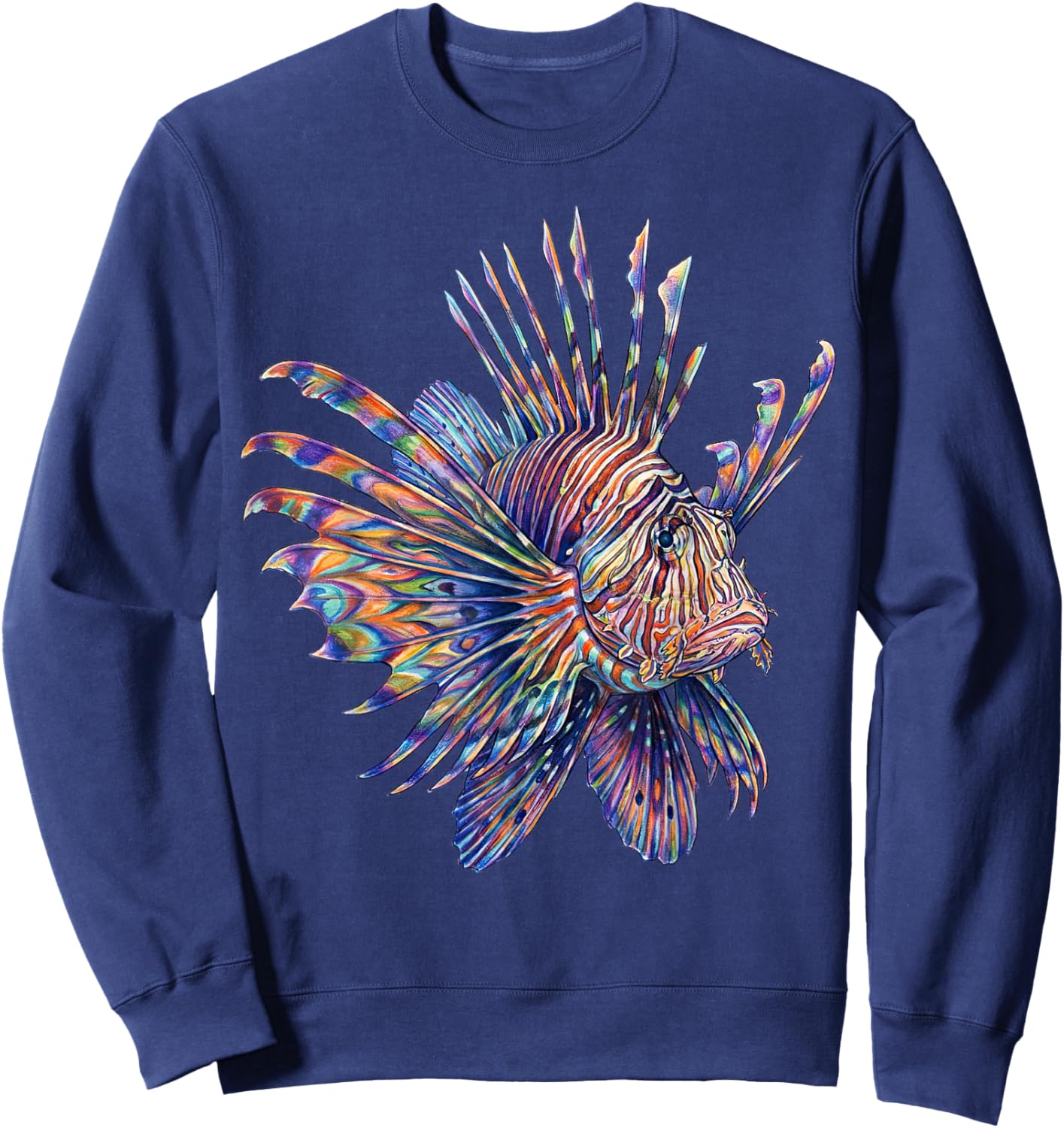 Lionfish Abstract Ocean Art Marine Life Colorful Sweatshirt - Sweatshirt | Navy
