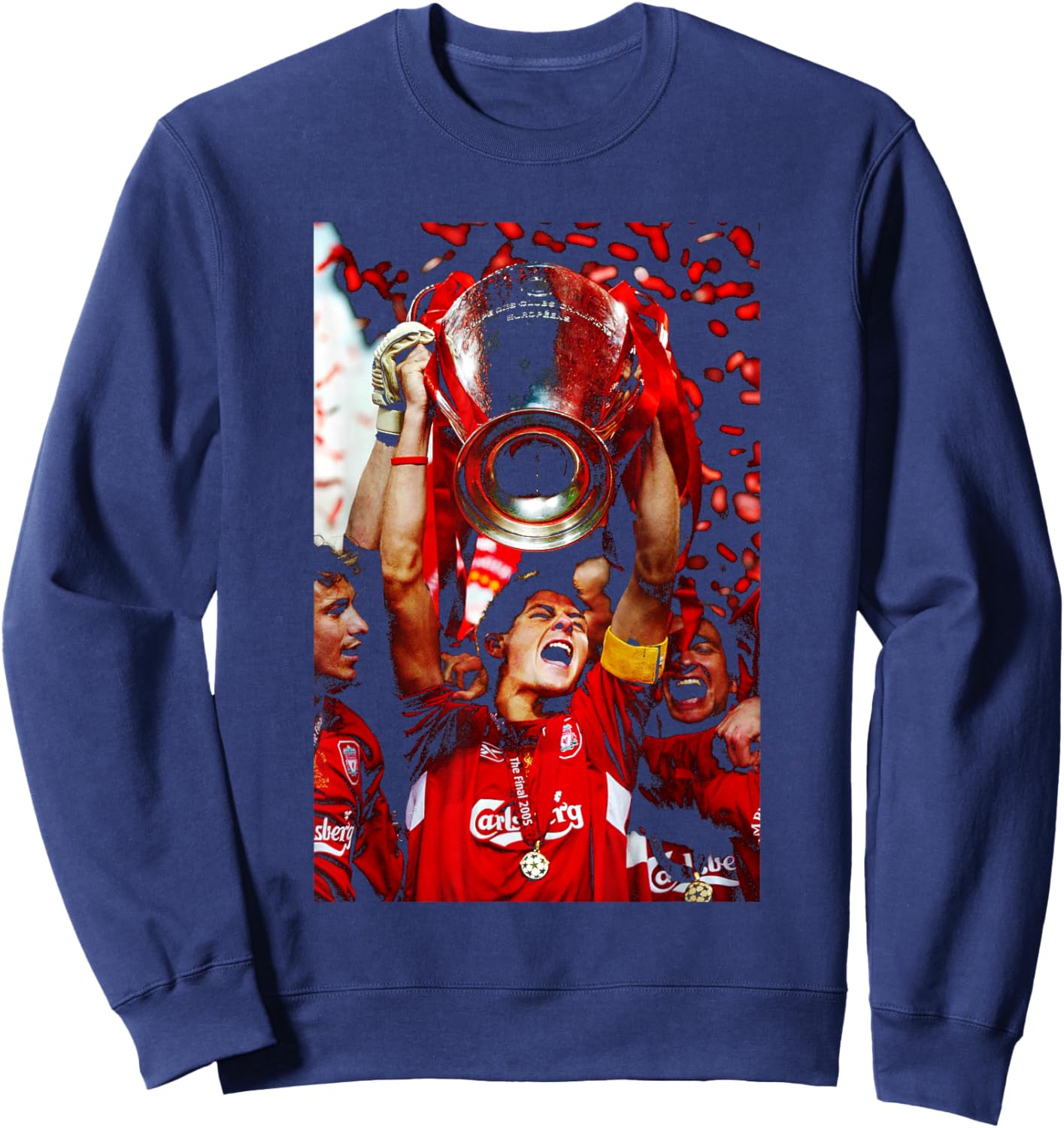 Steven Gerrard Lifts Trophy Liverpool Football World Cup Sweatshirt - Sweatshirt | Navy