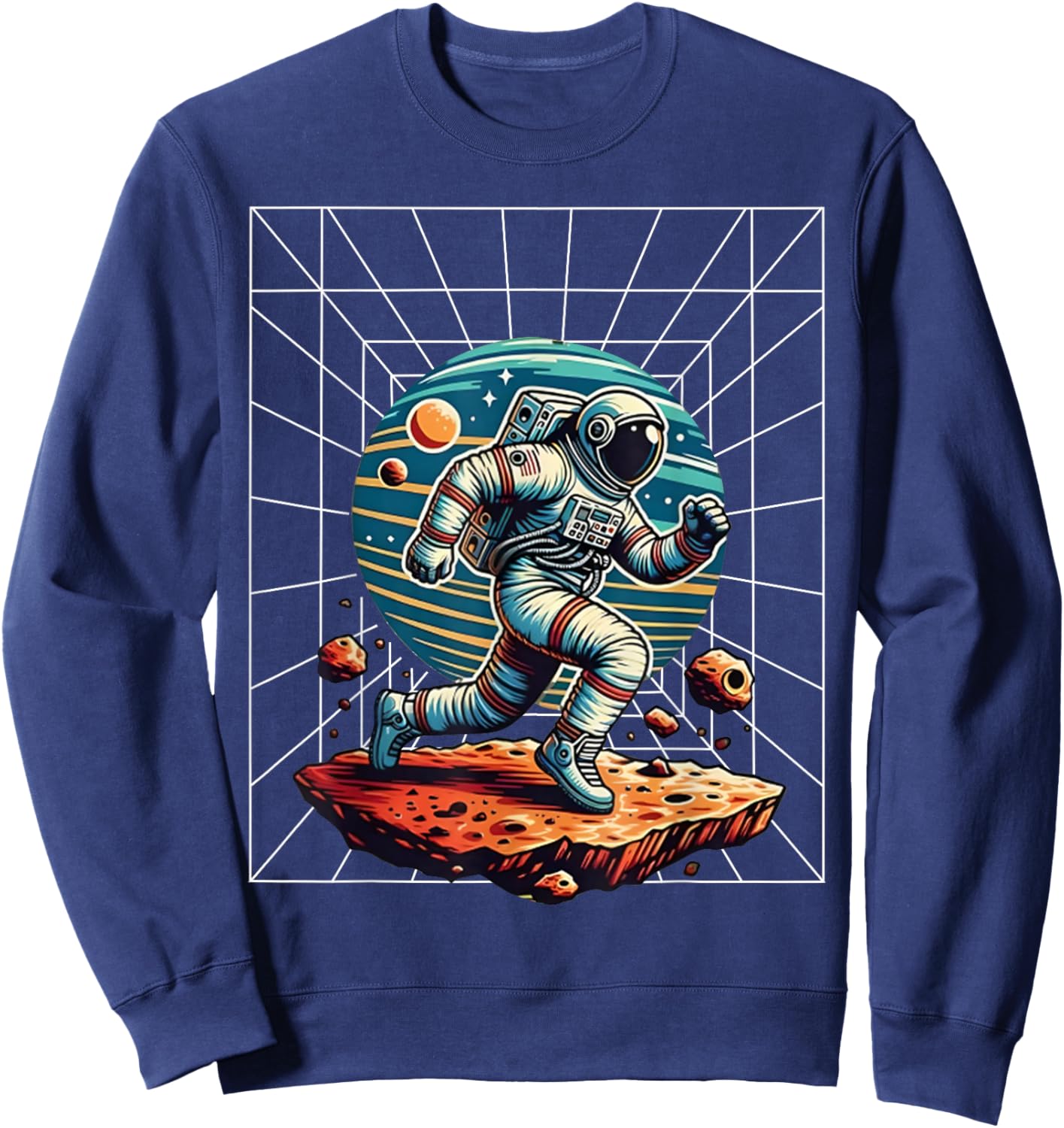 Astronaut Running in Space Cosmic Kid Galaxy Adventure Lover Sweatshirt - Sweatshirt | Navy