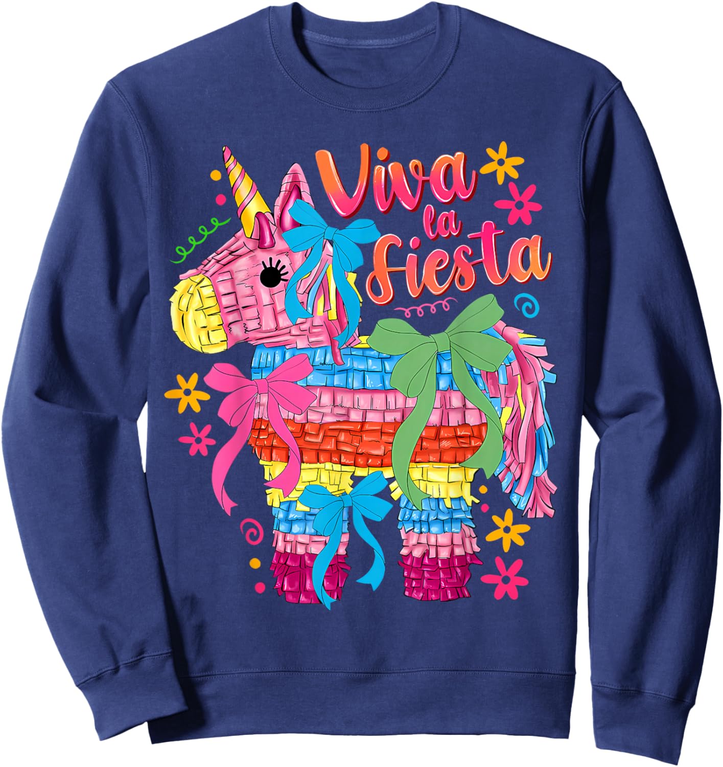 Viva La Fiesta Pinata Coquette Bow Mexican Party Women Girl Sweatshirt - Sweatshirt | Navy