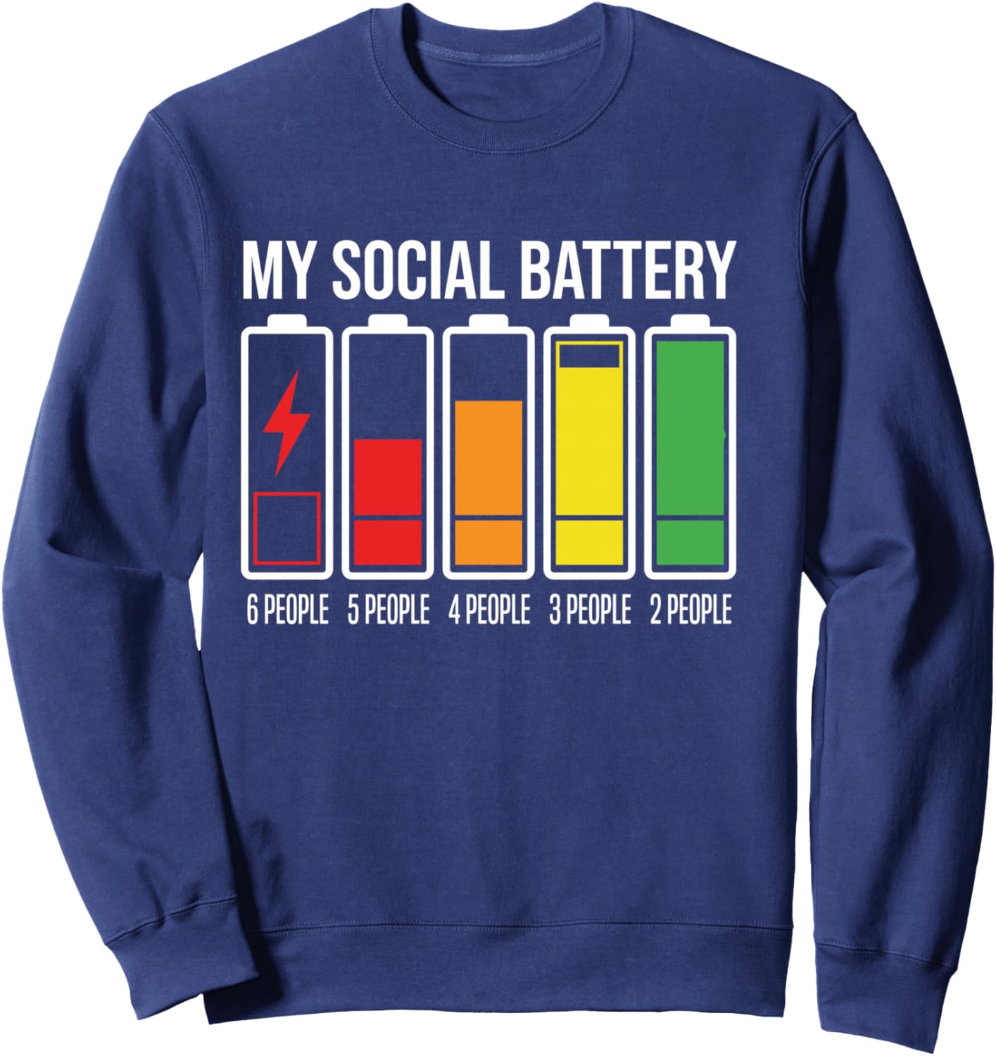 My Social Battery Low Energy Anti Social Introverti Manche Longue Sweatshirt - Sweatshirt | Navy
