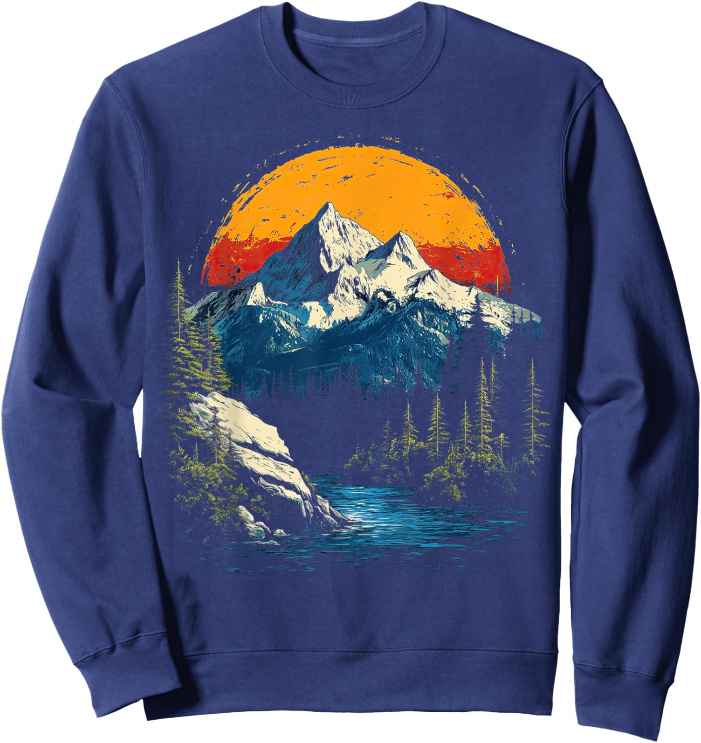 Graphic Men Women Teens Kids Nature Mountain Vintage Sweatshirt - Sweatshirt | Navy