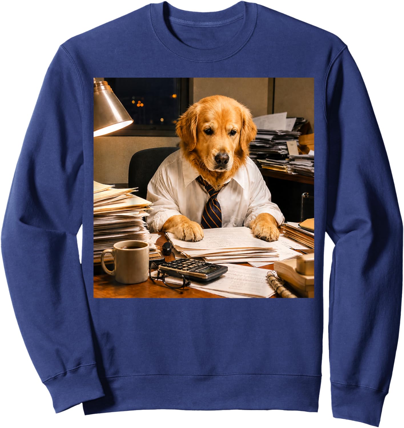 Funny Golden Retriever Office Worker Meme Dog Lover Sweatshirt - Sweatshirt | Navy