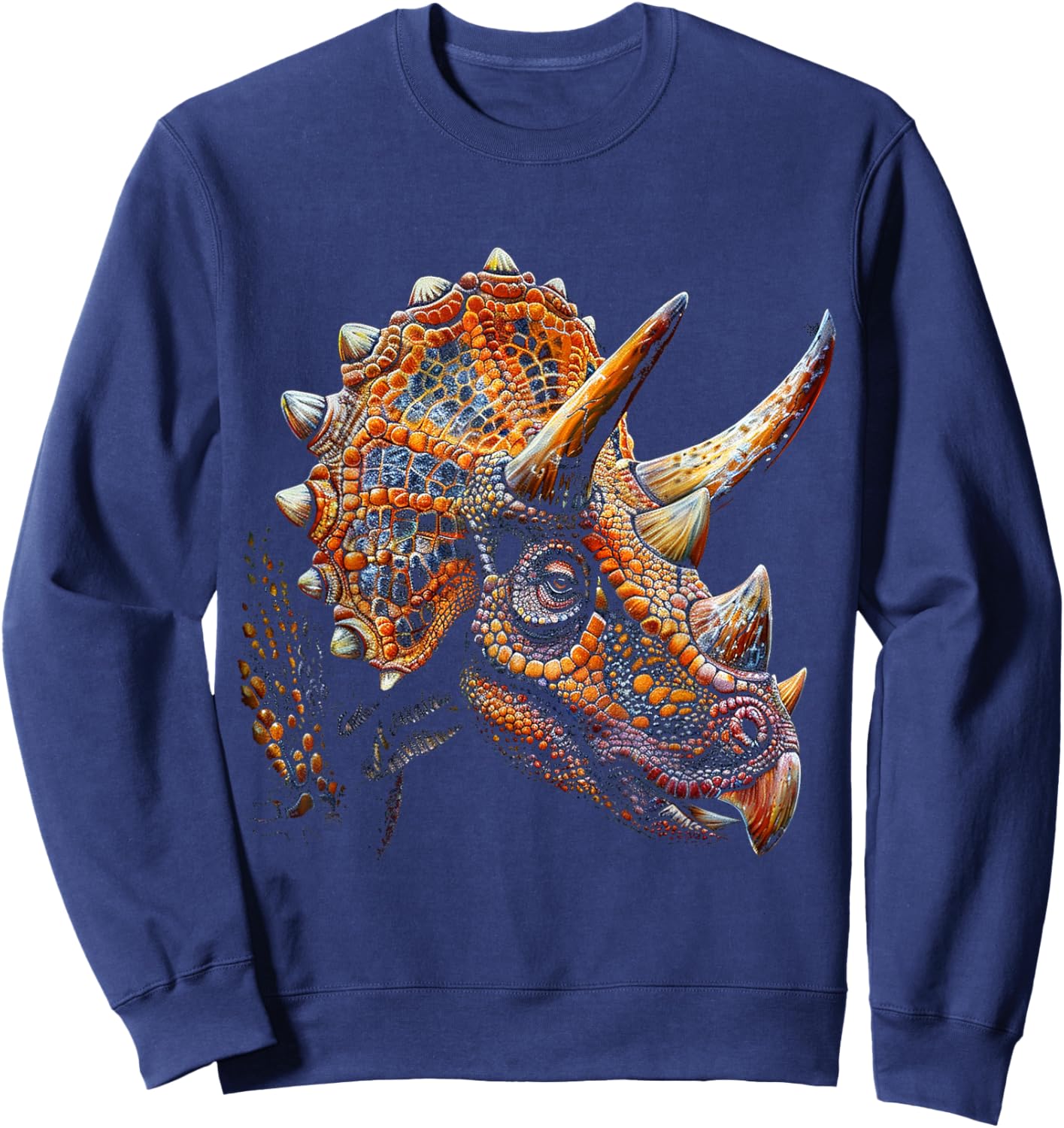 Triceratops Dinosaur Graphic Art Triceratops Sweatshirt - Sweatshirt | Navy