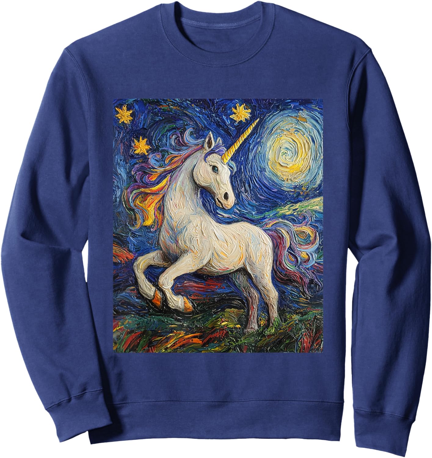 Cute Unicorn - Van Gogh Style - Starry Night Sweatshirt - Sweatshirt | Navy