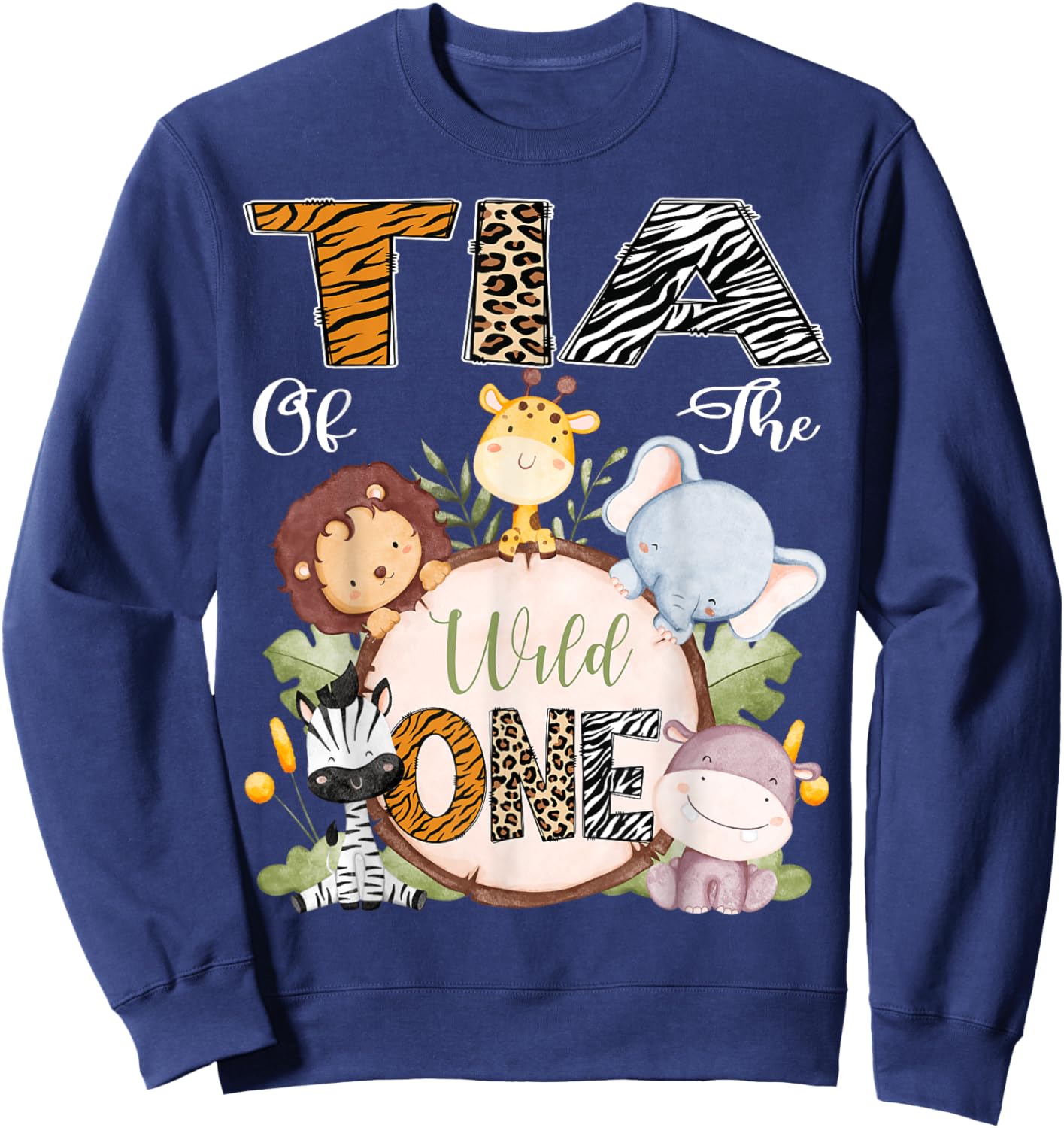Tia Of The Wild One 1St Birthday Safari Woodland Sweatshirt - Sweatshirt | Navy