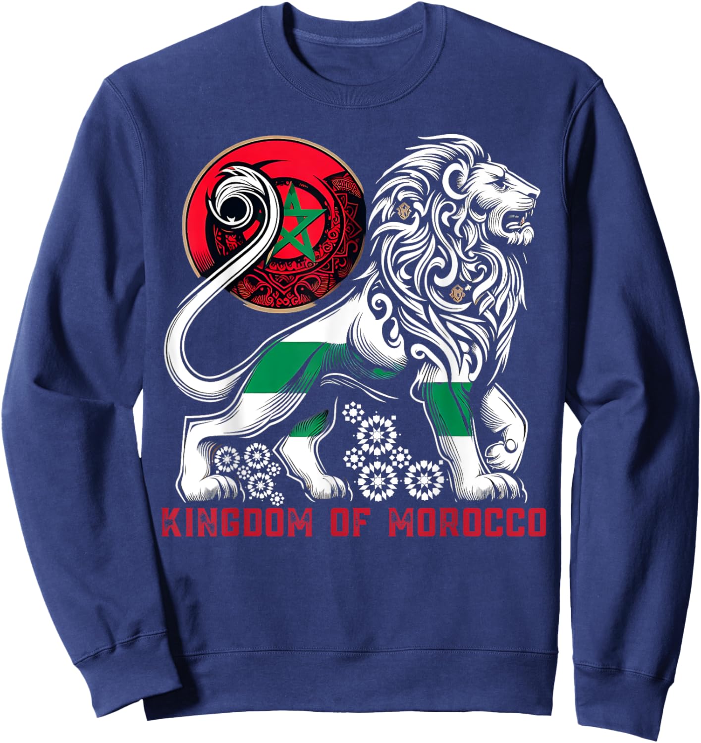Majestic Moroccan Lion Design with Kingdom Emblem, maroc Sweatshirt - Sweatshirt | Navy