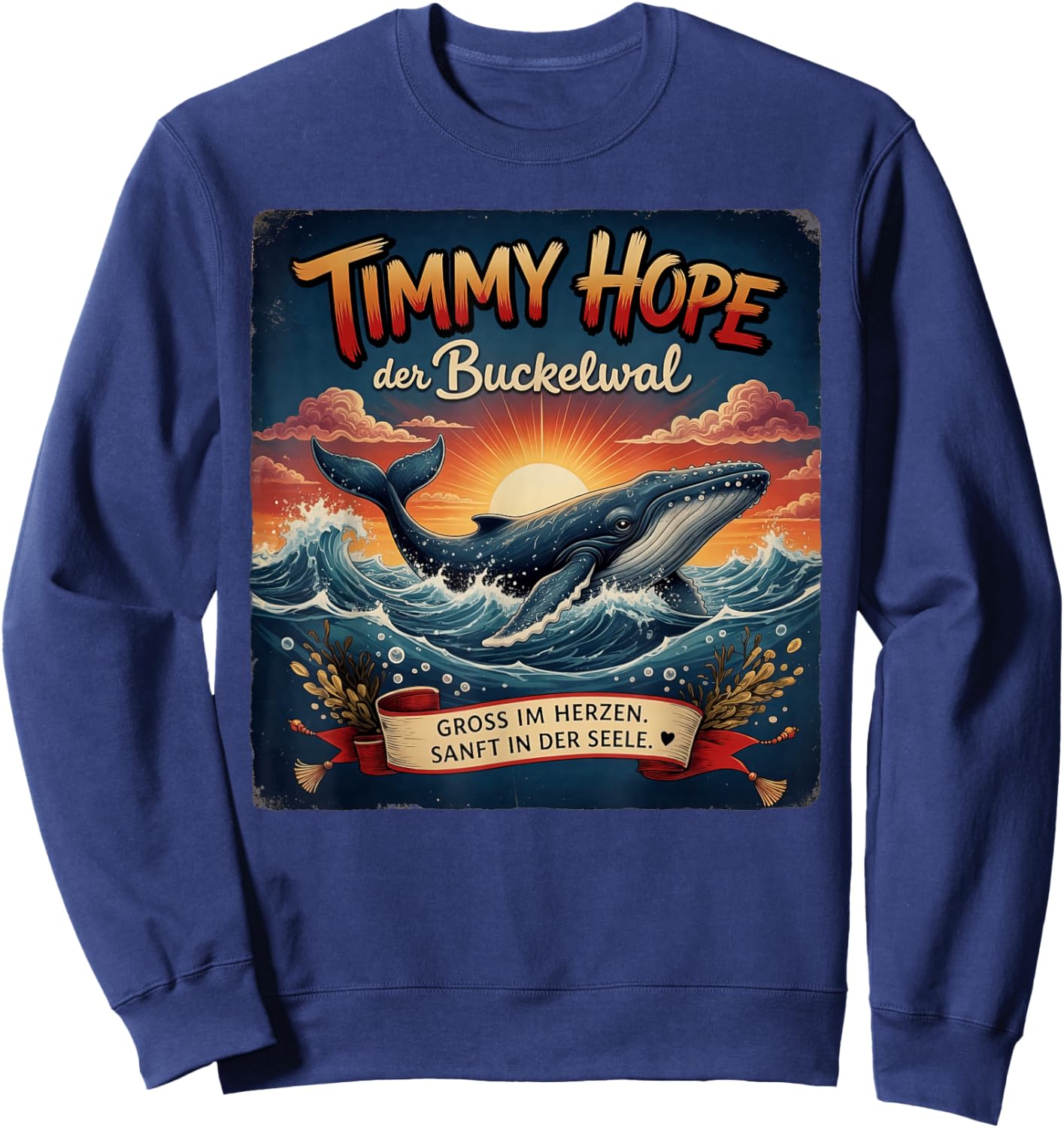 Timmy Hope Buckelwal Wal Meer Ozean Natur Design Sweatshirt - Sweatshirt | Navy