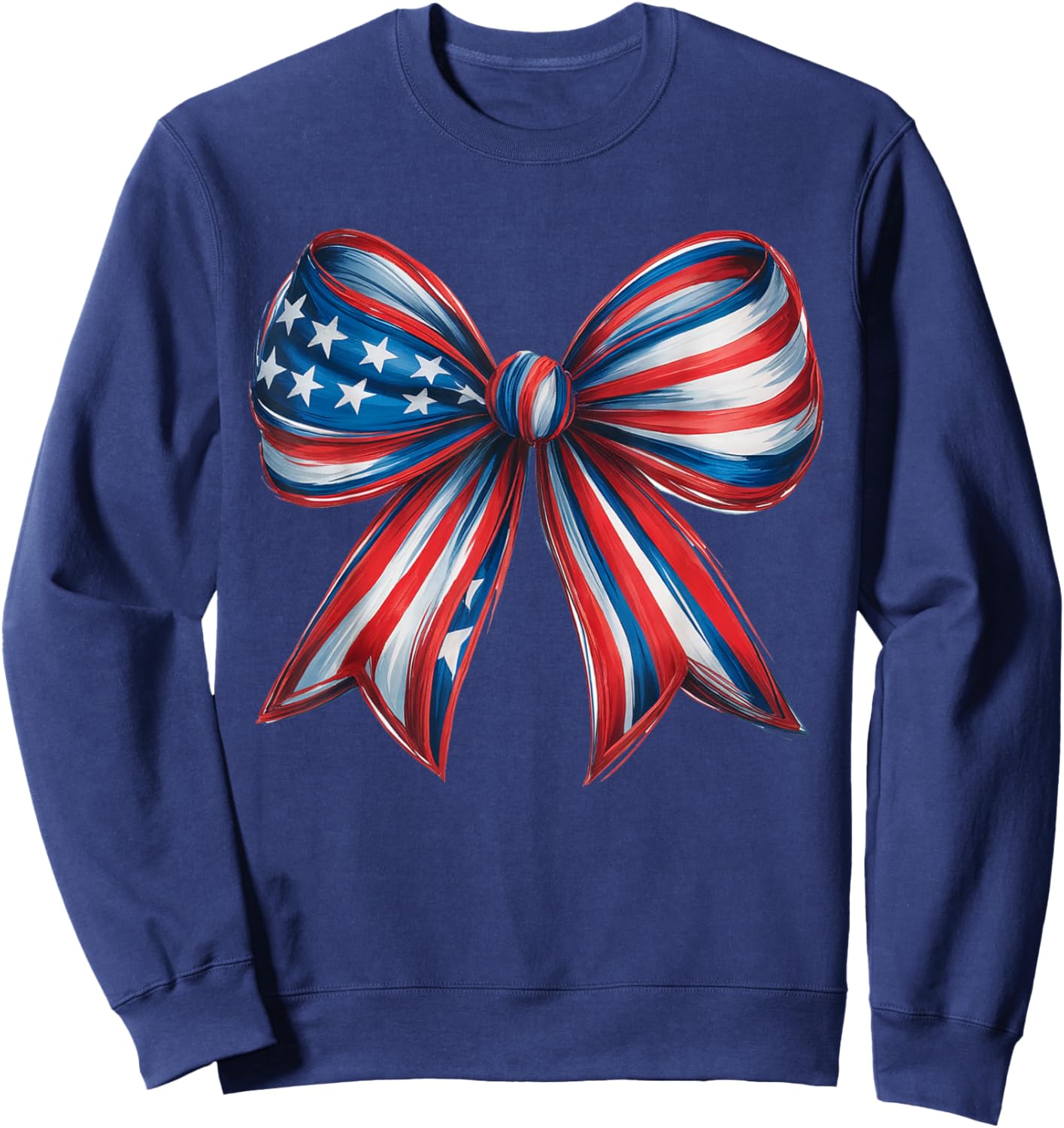 Patriotic 4th of July Coquette Bow Red White Blue Girls Kids Sweatshirt - Sweatshirt | Navy