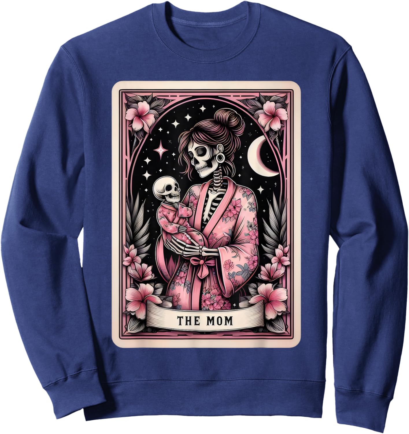 The Mom Tarot Card Skeleton Mama Coffee Happy Mother's Day Sweatshirt - Sweatshirt | Navy