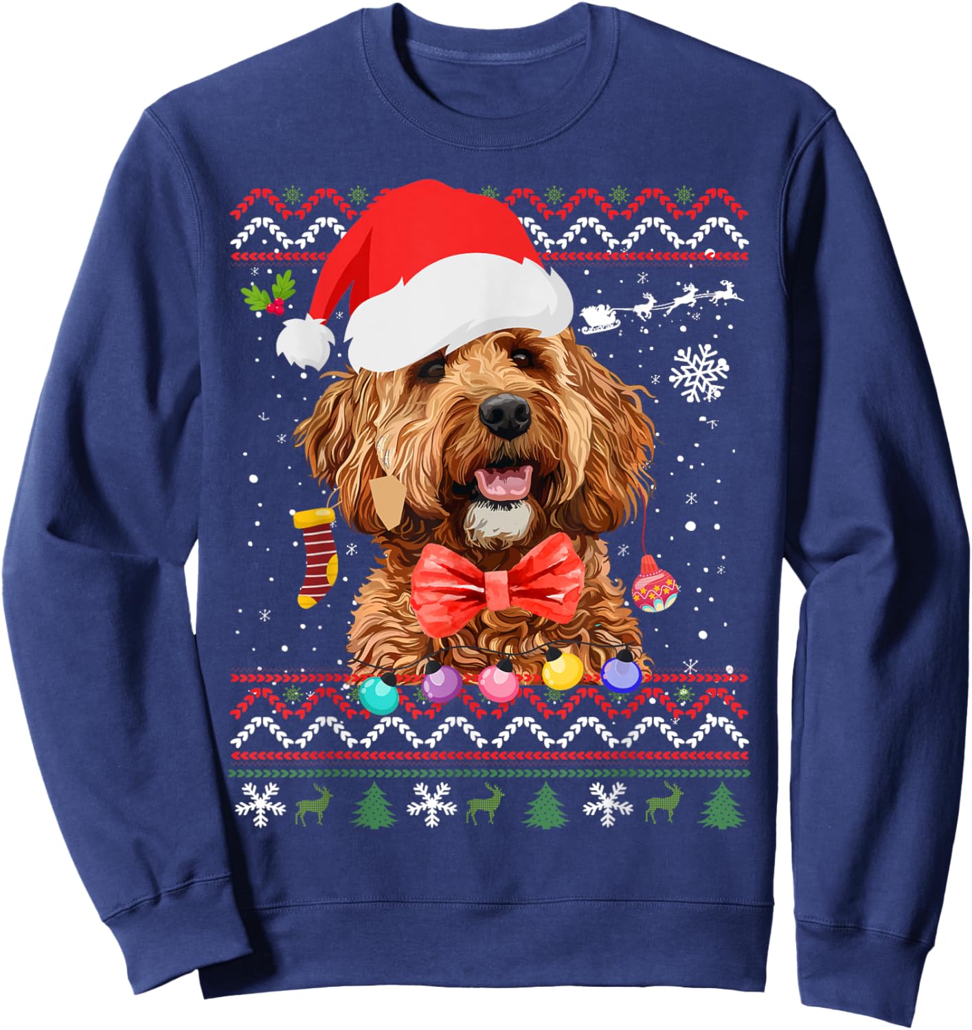 Cavapoo Christmas Outfit Idea & Christmas Cavapoo Sweatshirt - Sweatshirt | Navy
