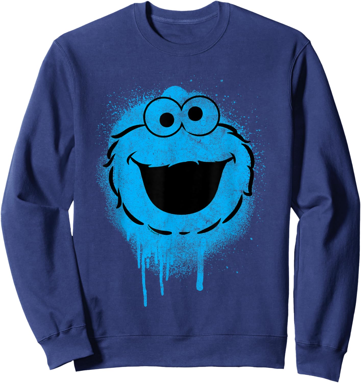 Sesame Street Cookie Monster Graffiti Face Halloween Costume Sweatshirt - Sweatshirt | Navy