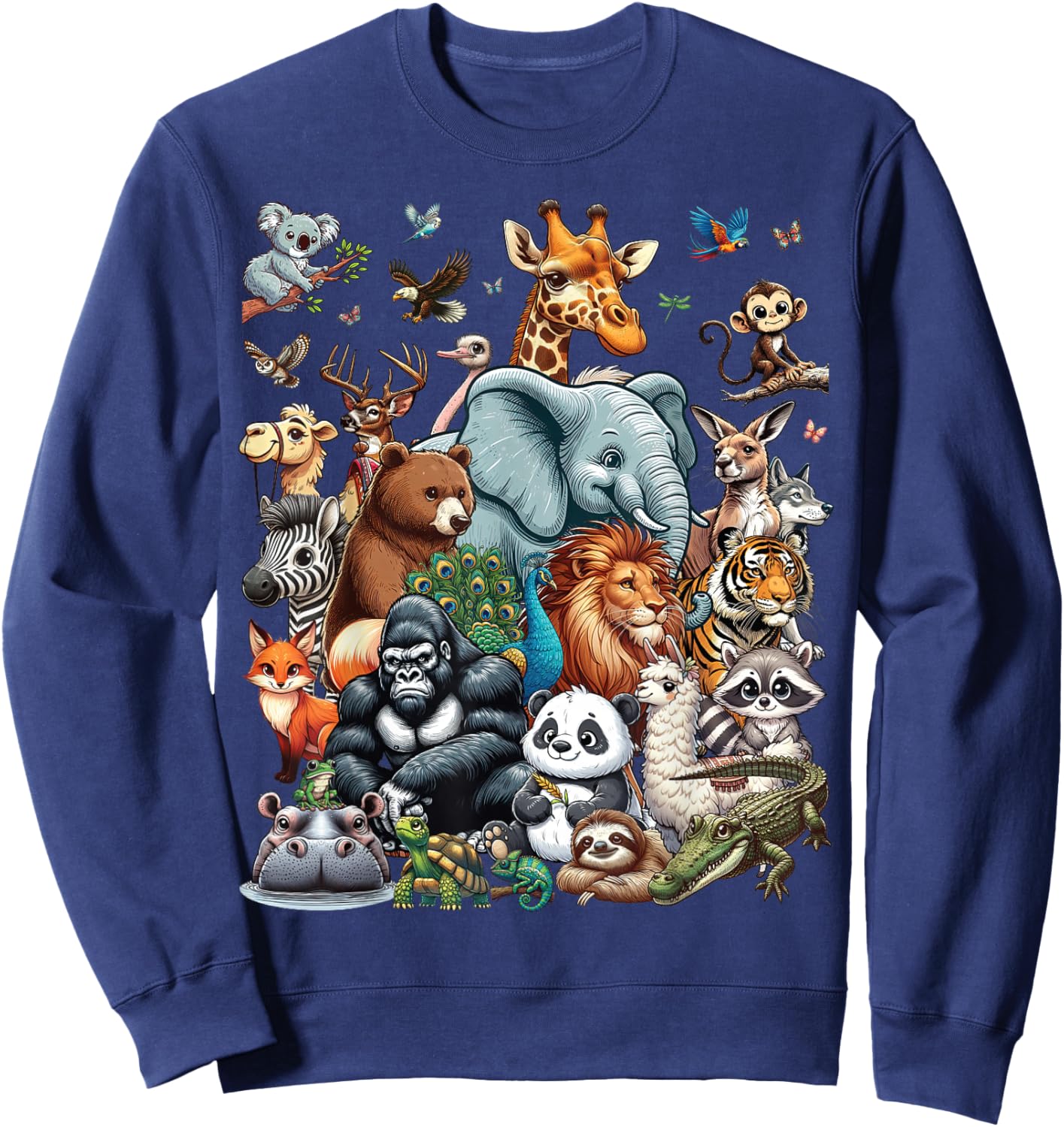 Zoo Animals Wildlife Safari Jungle Zoo Birthday Party Sweatshirt - Sweatshirt | Navy