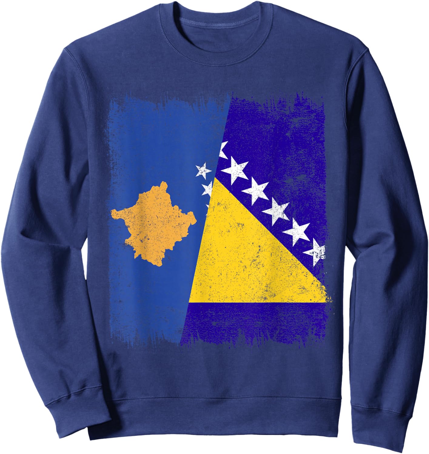 Kosovo Bosnia and Herzegovina Half Flag Sweatshirt - Sweatshirt | Navy
