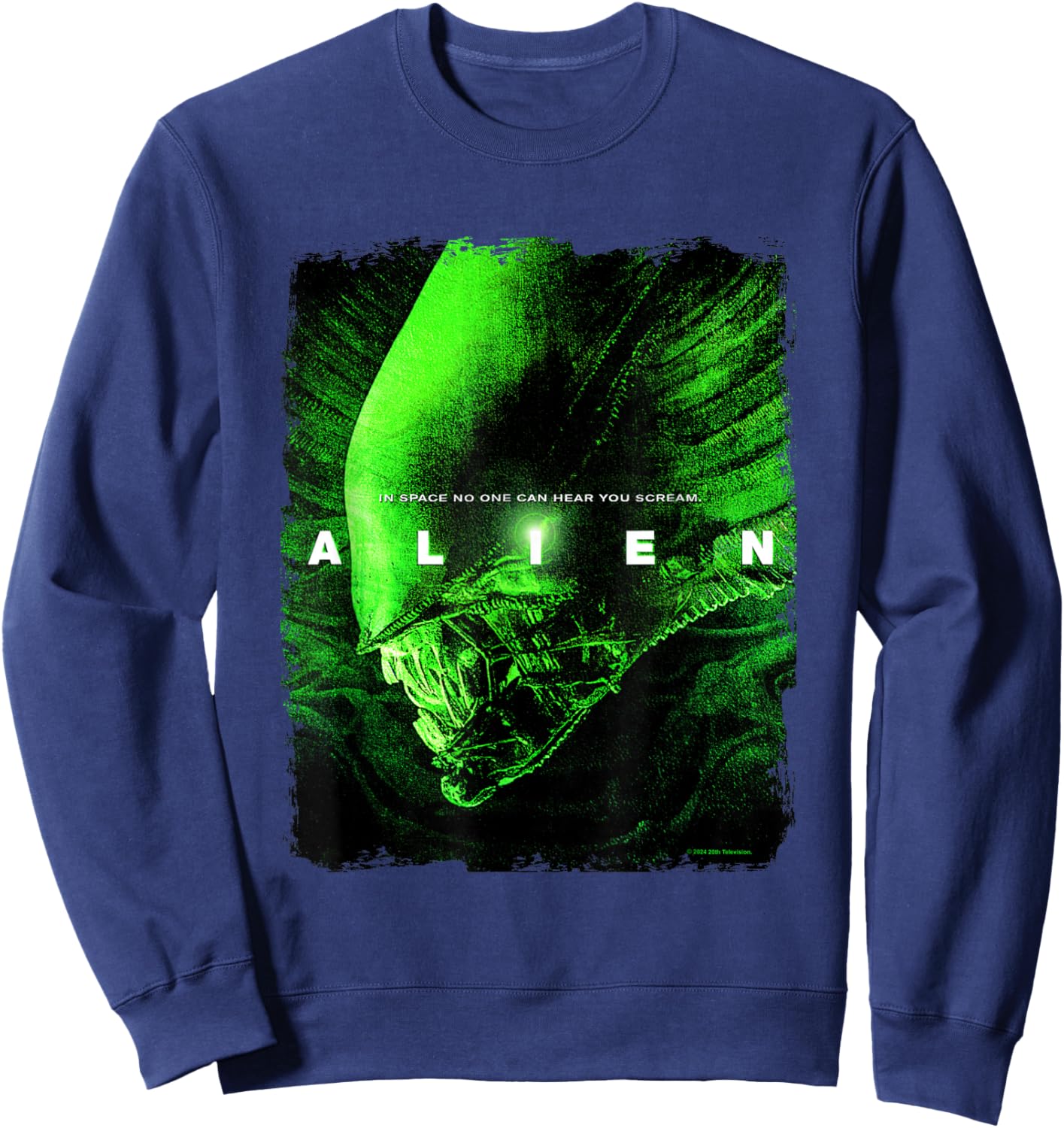 Aliens Iconic Xenomorph Neon Profile Big Chest Portrait Sweatshirt - Sweatshirt | Navy
