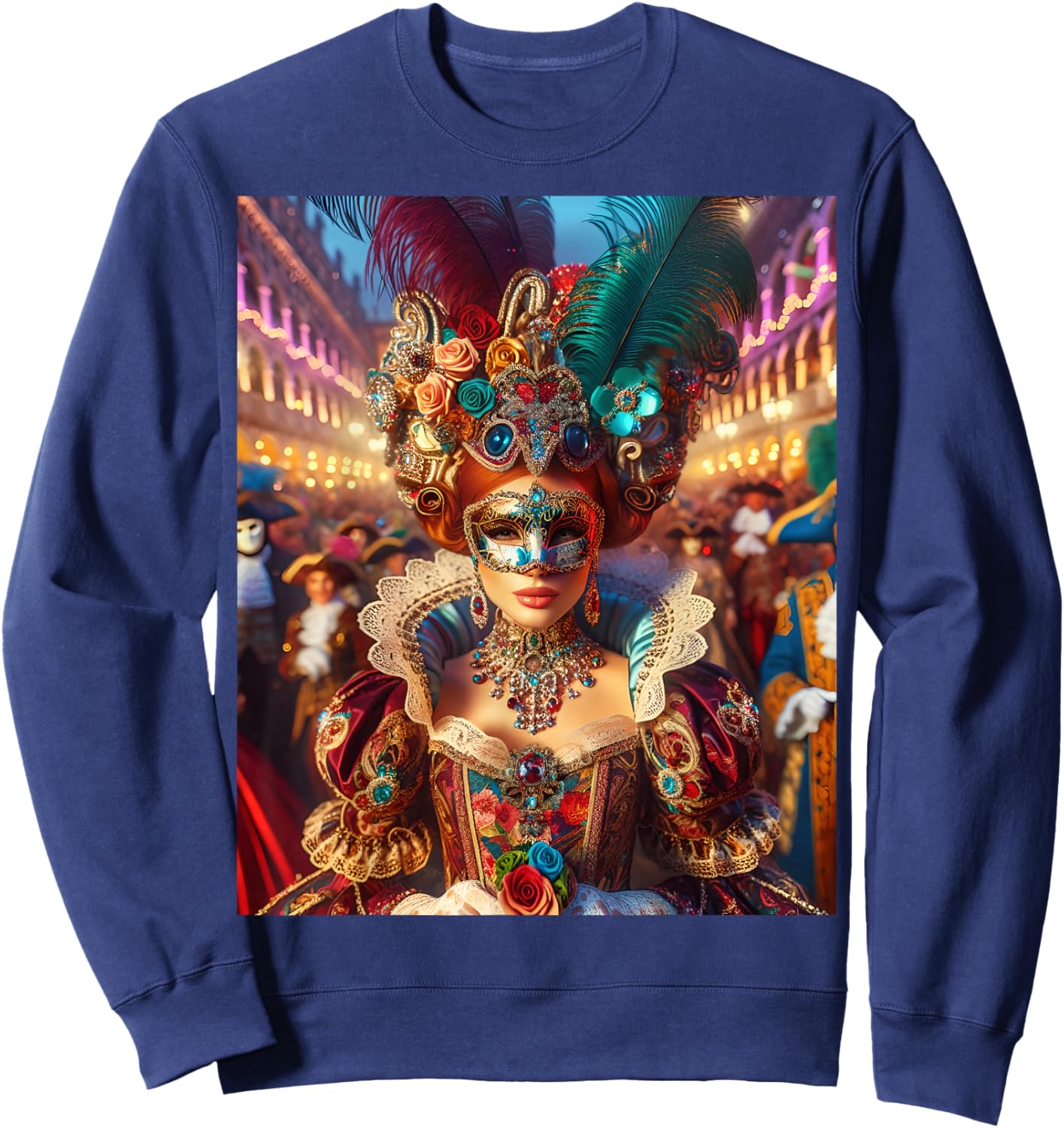 Fantasy Cute Lady Mask Venice Sweatshirt - Sweatshirt | Navy