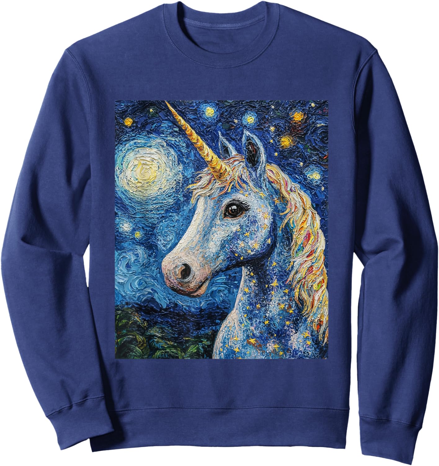Cute Unicorn - Van Gogh Style - Starry Night Sweatshirt - Sweatshirt | Navy