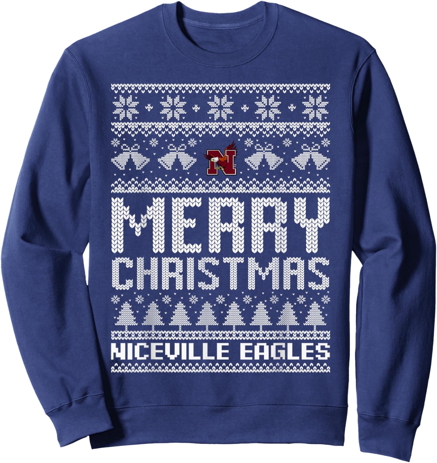 Niceville Eagles Logo Merry Christmas Ugly Sweater HS Sweatshirt - Sweatshirt | Navy