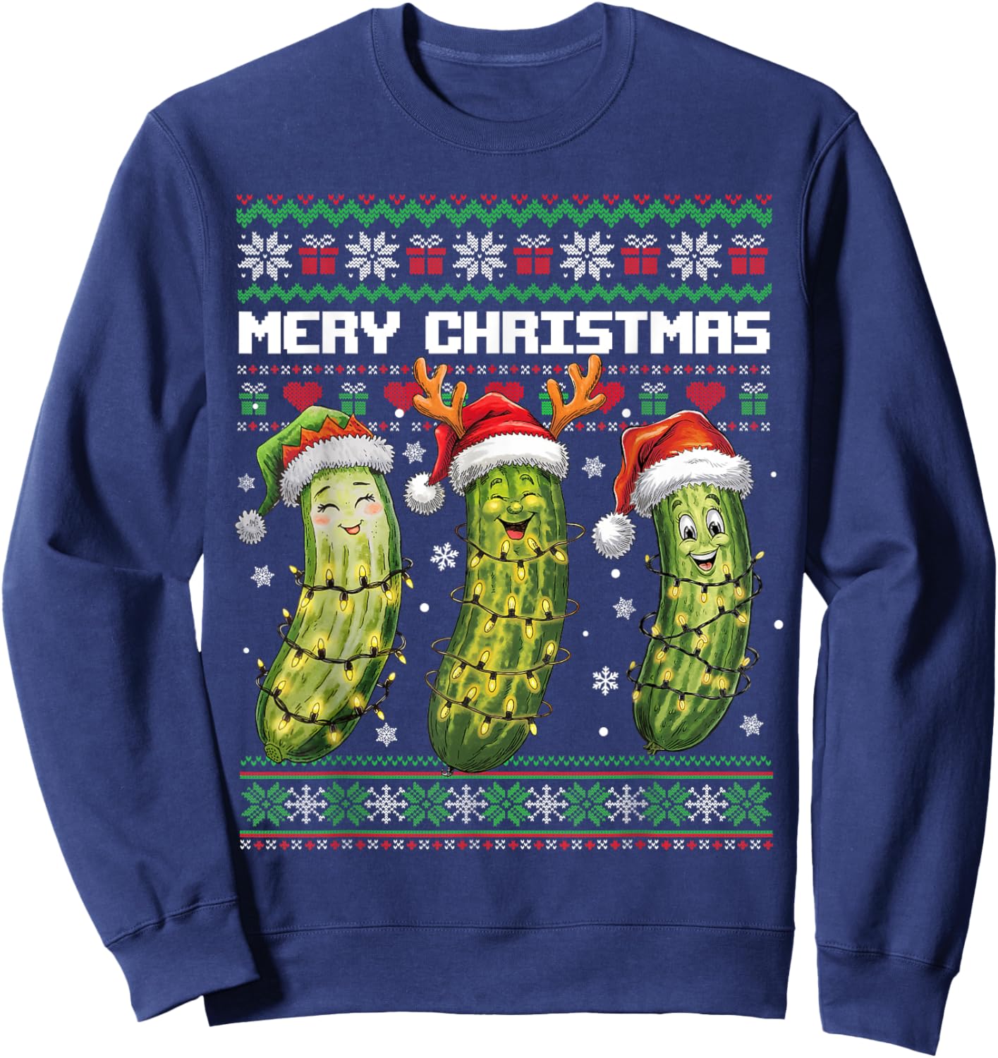 Pickle Lovers Funny Christmas Pajama Family Grandma Mom Kids Sweatshirt - Sweatshirt | Navy