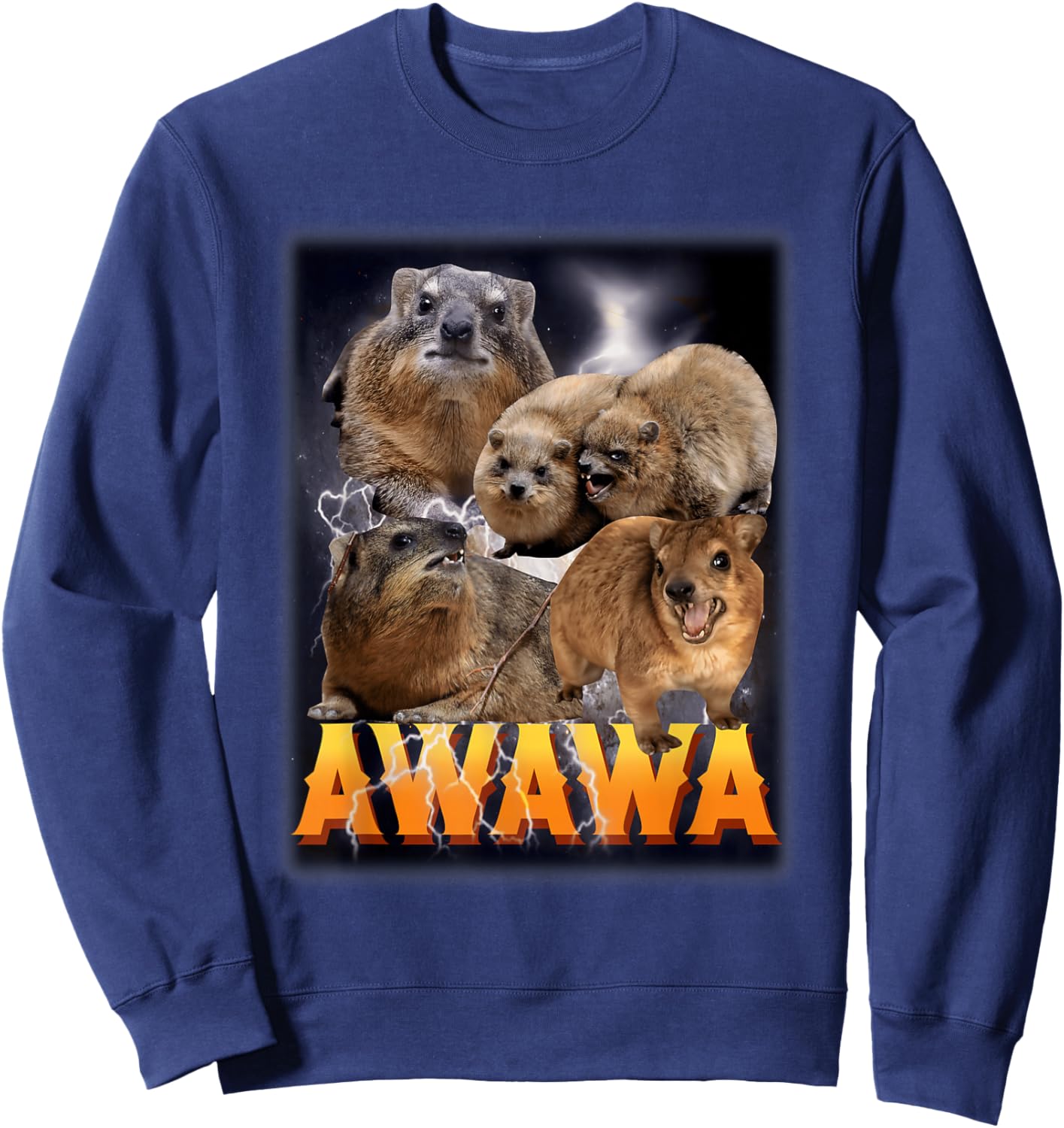 Funny Awawa Hyrax Strangely Specific Meme Animal for Family Sweatshirt - Sweatshirt | Navy