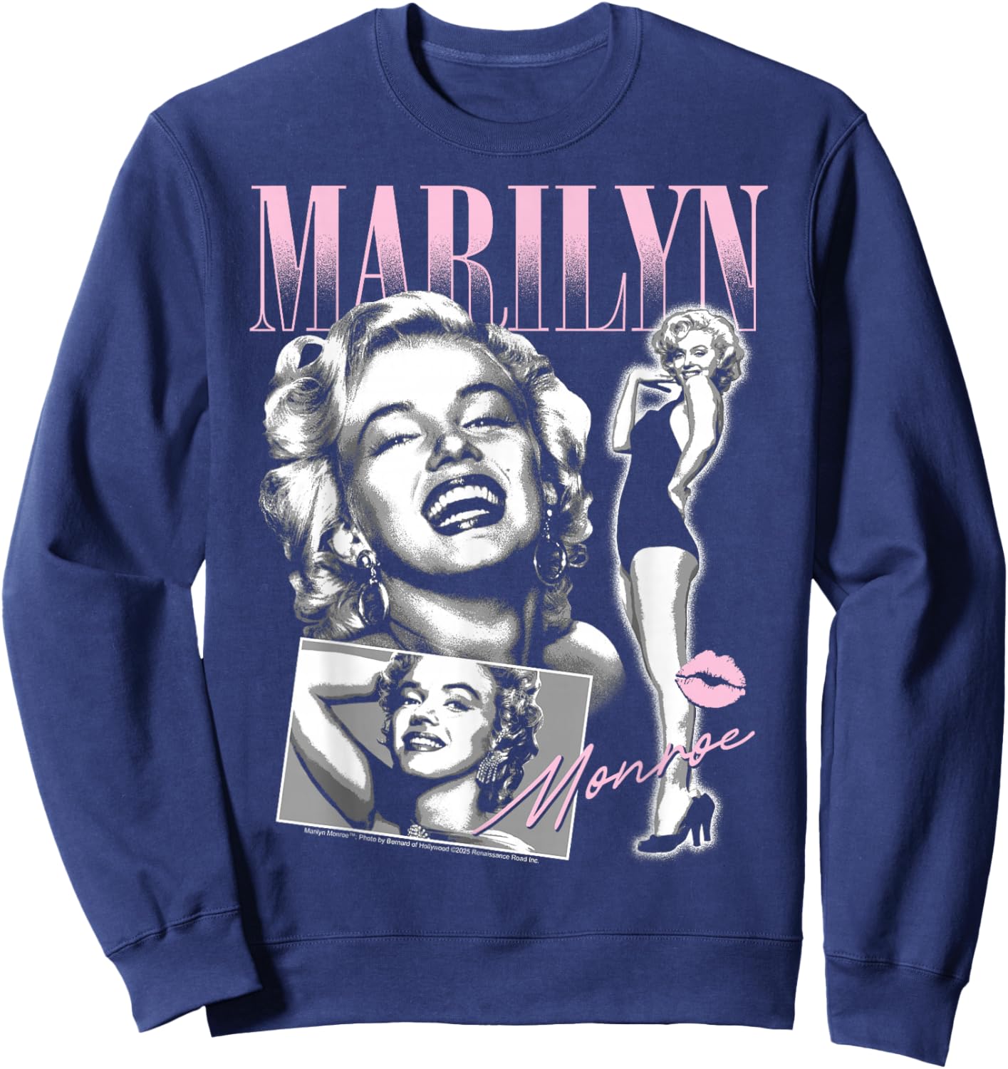 Marilyn Monroe - Retro Portrait Collage Design Sweatshirt - Sweatshirt | Navy
