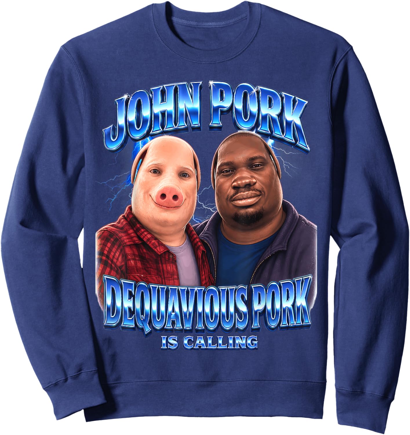 John Pork Dequavious Pork is Calling Meme Sweatshirt - Sweatshirt | Navy