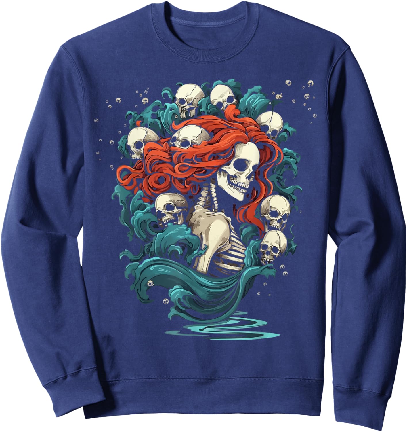 Zombie Mermaid Halloween Costume Spooky Trick Or Treat Sweatshirt - Sweatshirt | Navy