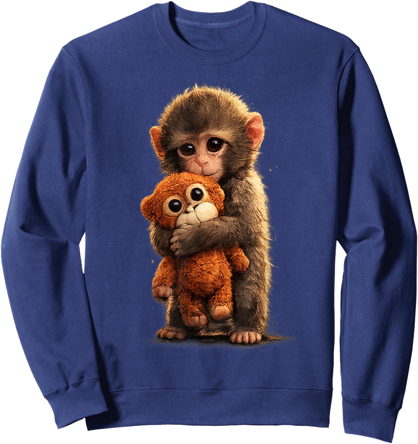 Cute Baby Monkey Punch Viral Zoo Japan Design Sweatshirt - Sweatshirt | Navy