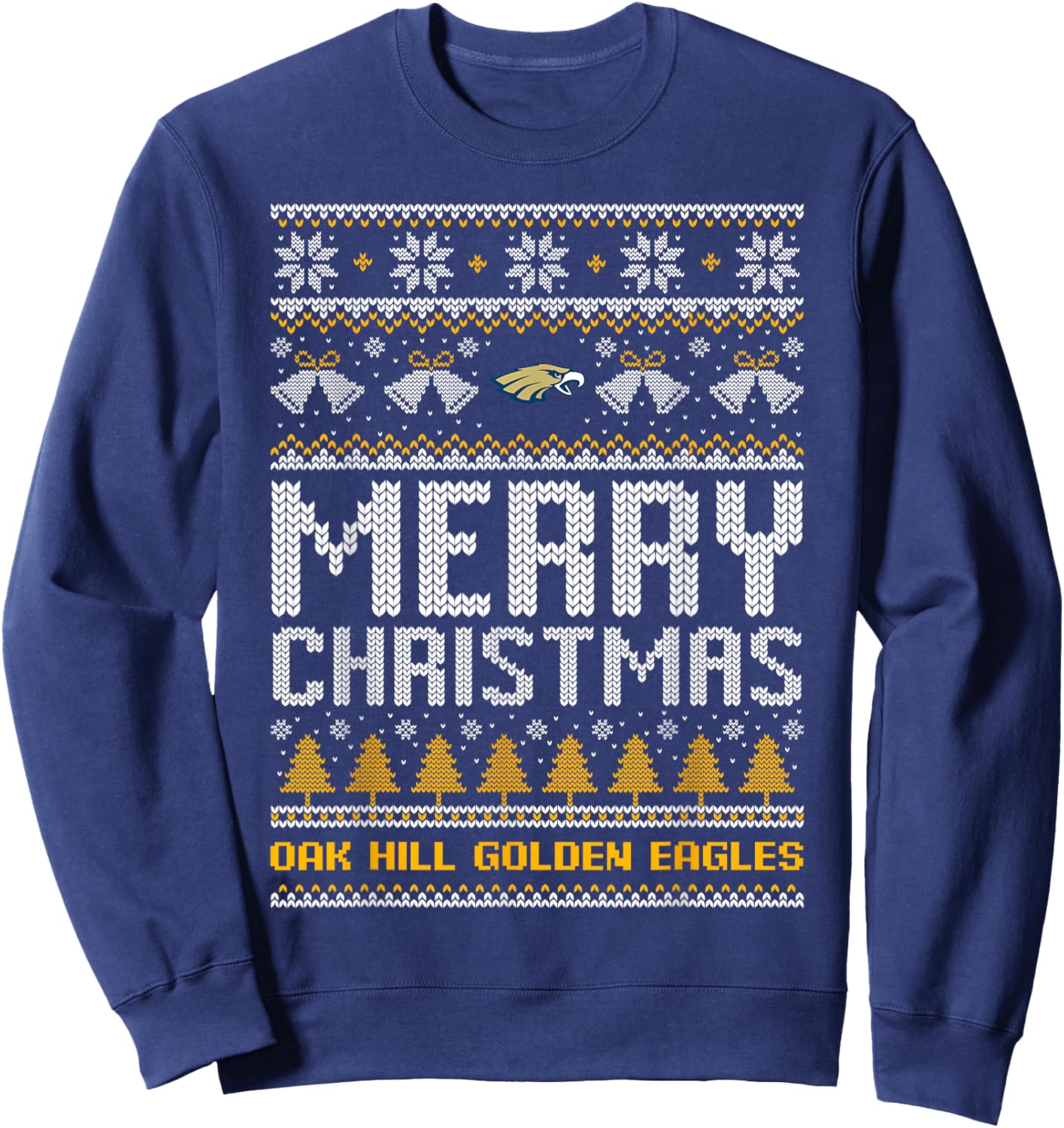 Oak Hill Golden Eagles Logo Merry Christmas Ugly Sweater HS Sweatshirt - Sweatshirt | Navy