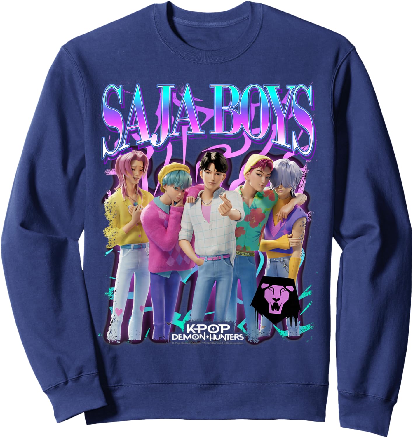 KPop Demon Hunters Saja Boys Bootleg Officially Licensed Sweatshirt - Sweatshirt | Navy