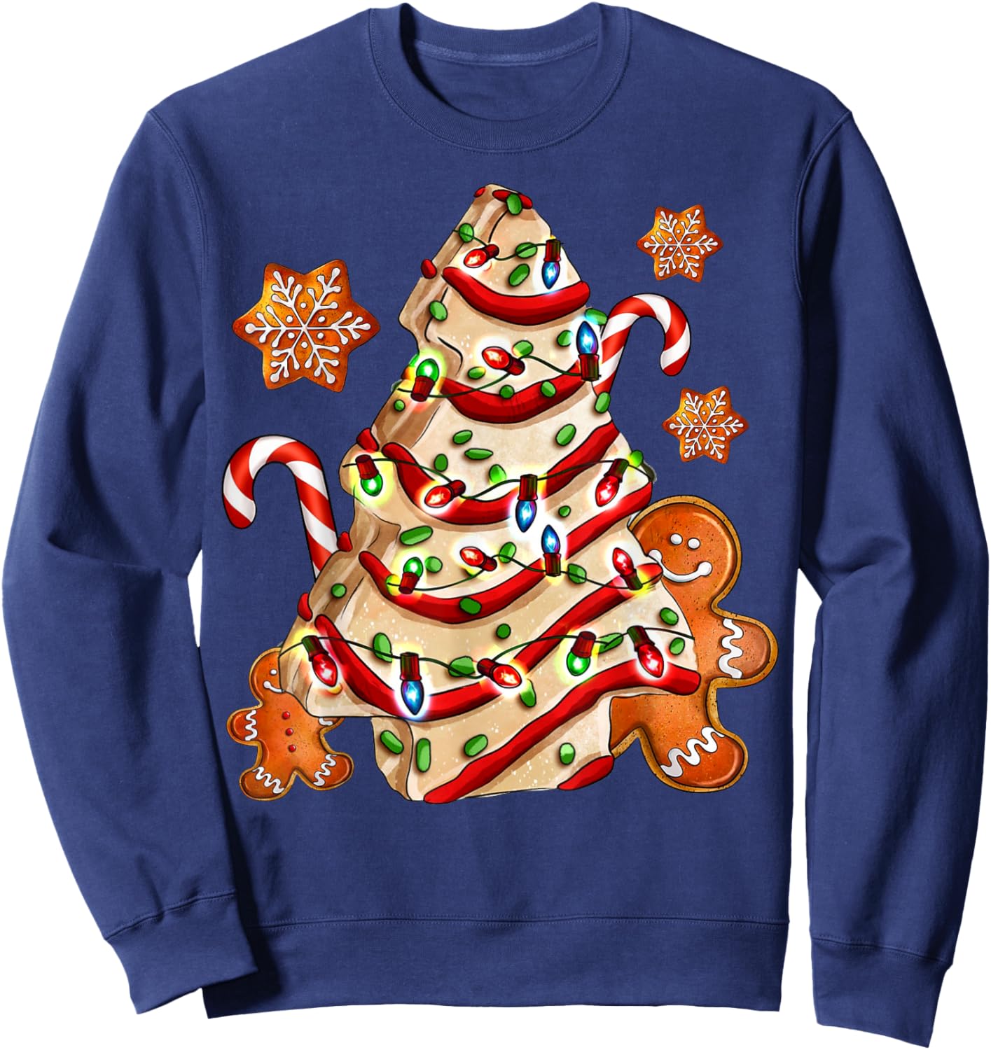 Christmas Tree Cakes Debbie And Gingerbread Cookies Pajamas Sweatshirt - Sweatshirt | Navy