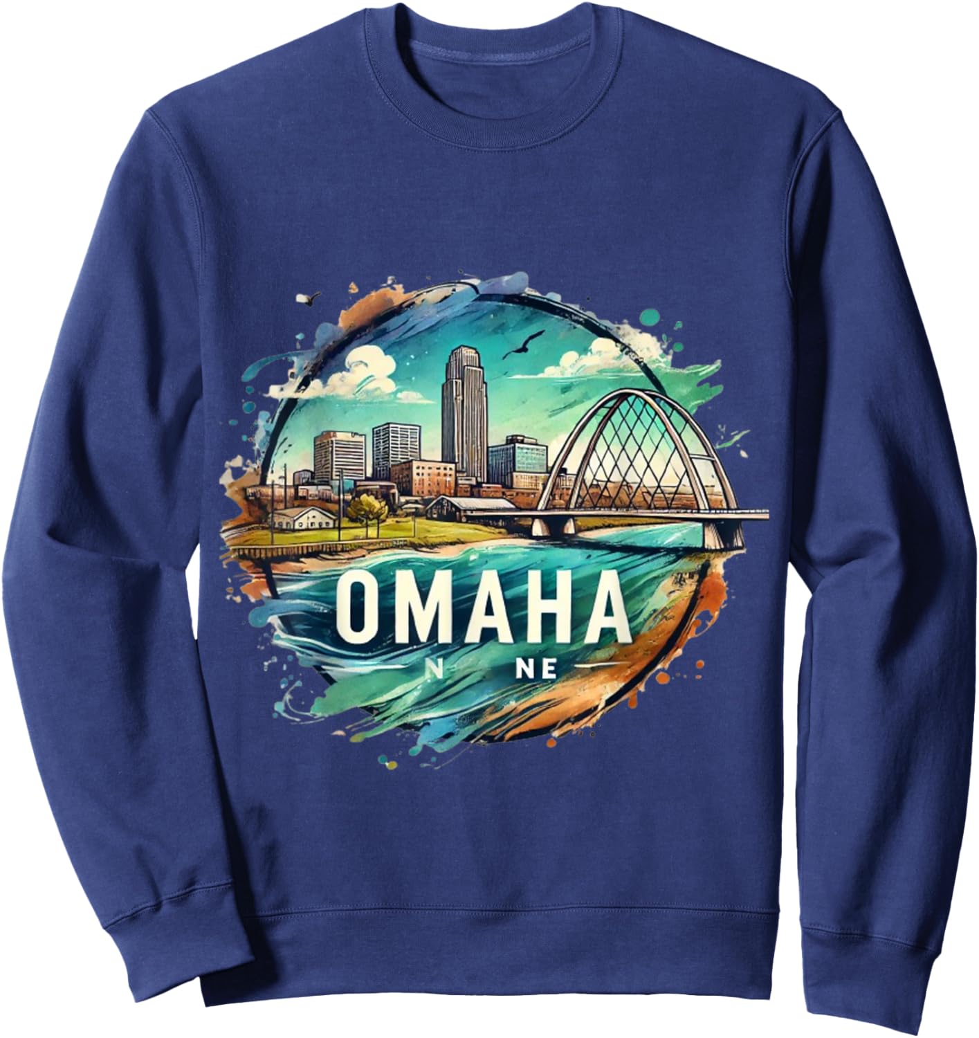 Omaha NE Nebraska Sweatshirt - Sweatshirt | Navy