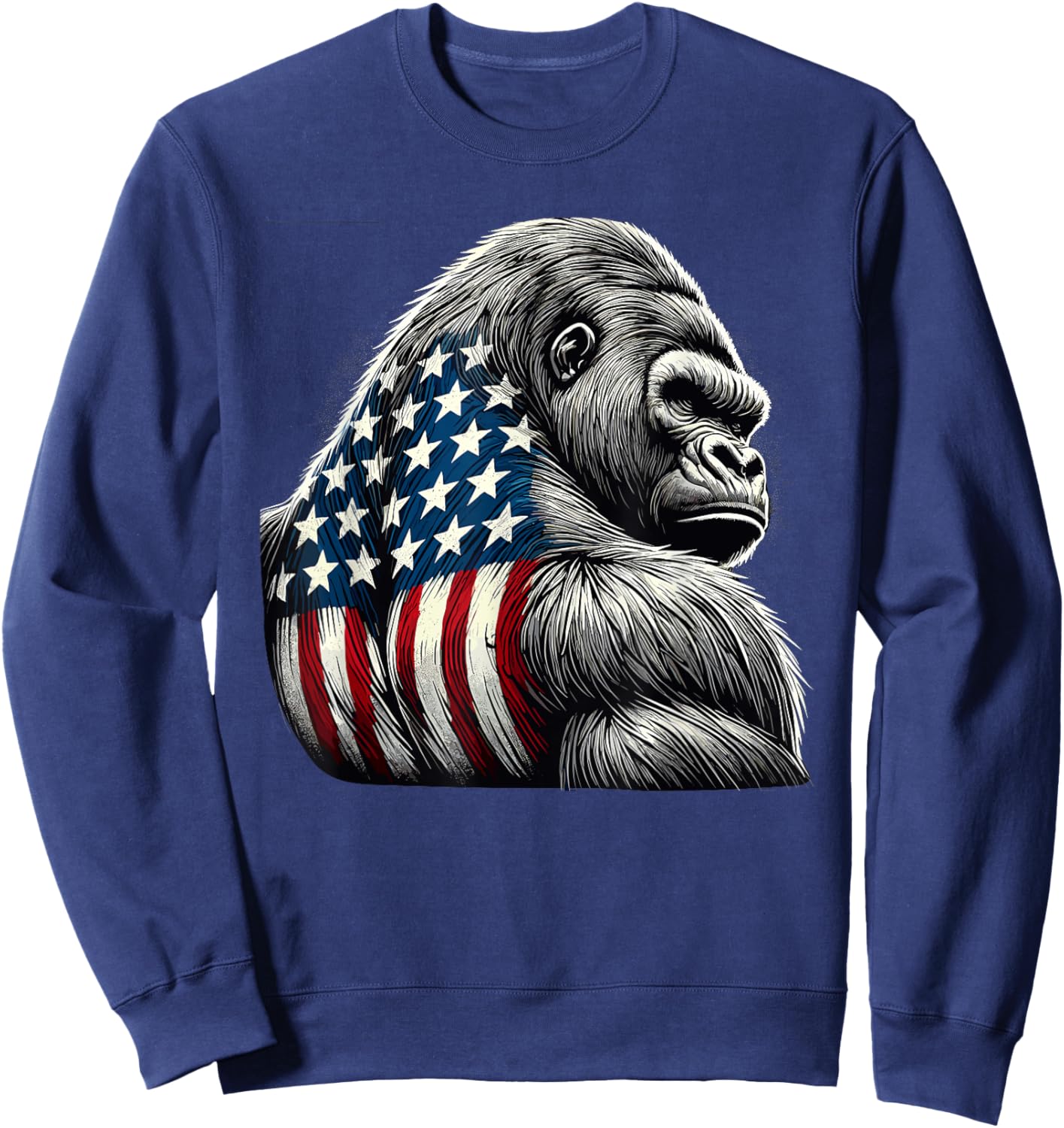 Patriotic Gorilla American USA Flag Gorilla Monkey Lovers Sweatshirt - Sweatshirt | Navy
