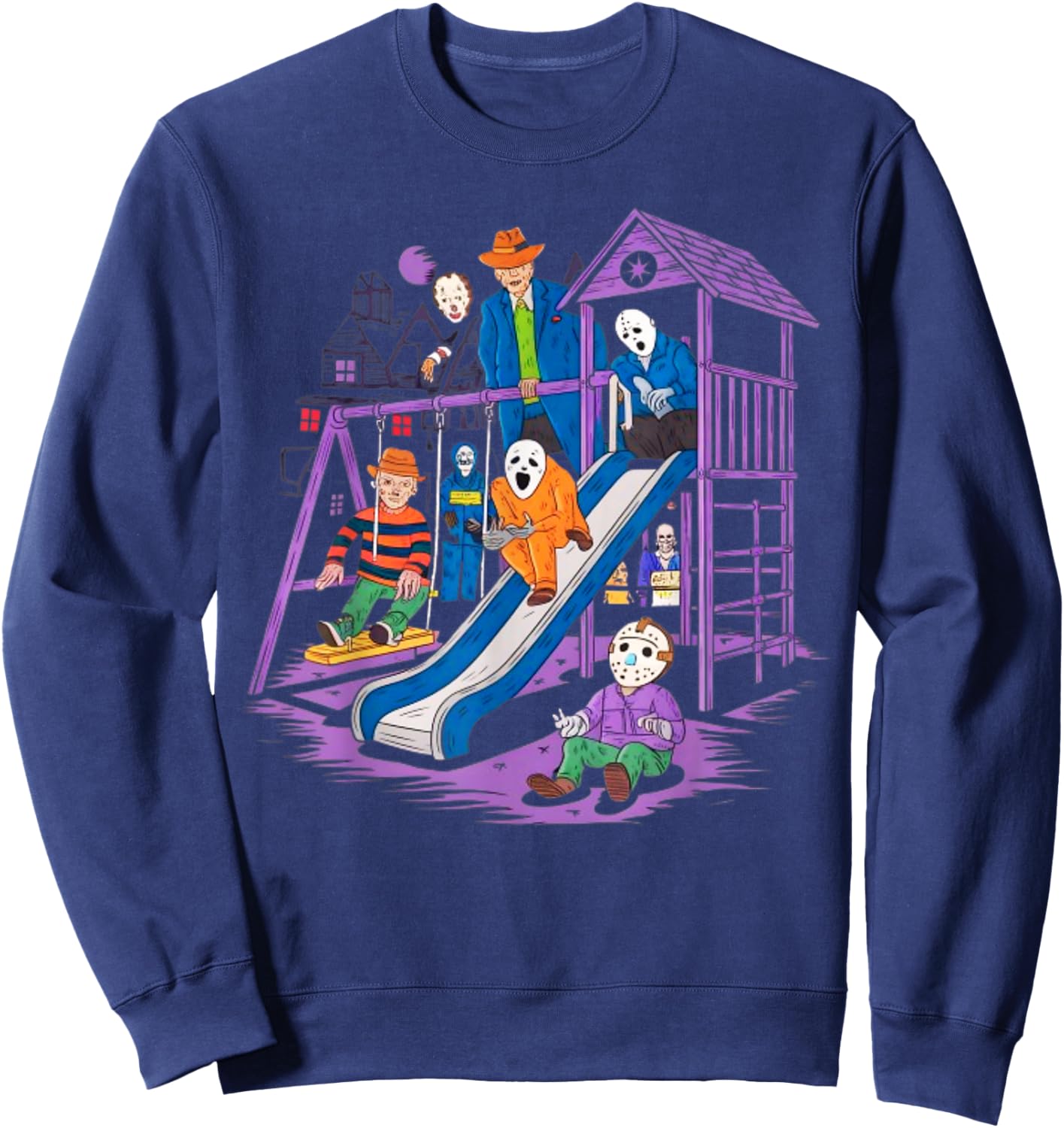 Horror Clubhouse In Park Halloween 2025 Costume Present Sweatshirt - Sweatshirt | Navy
