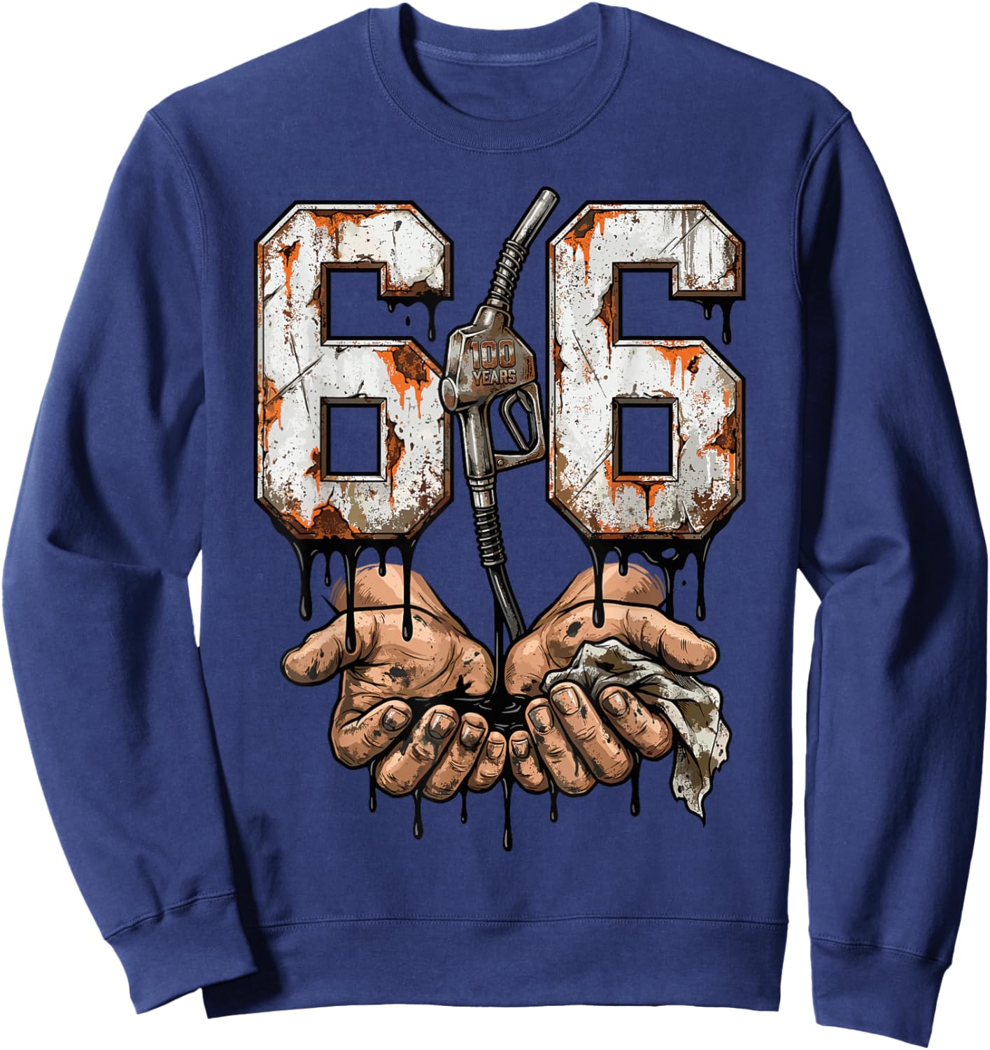 Route 66 100 Years Centennial Gas Pump Mechanic Vintage RETR Sweatshirt - Sweatshirt | Navy