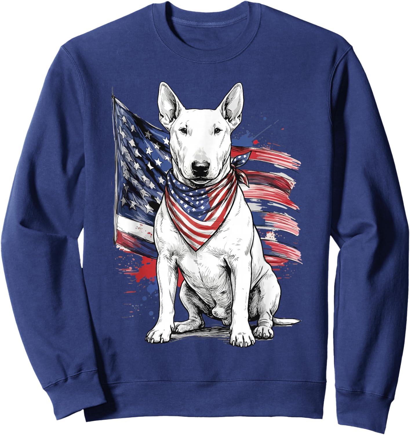 Bull Terrier 4th of July Patriotic Dog Sweatshirt - Sweatshirt | Navy