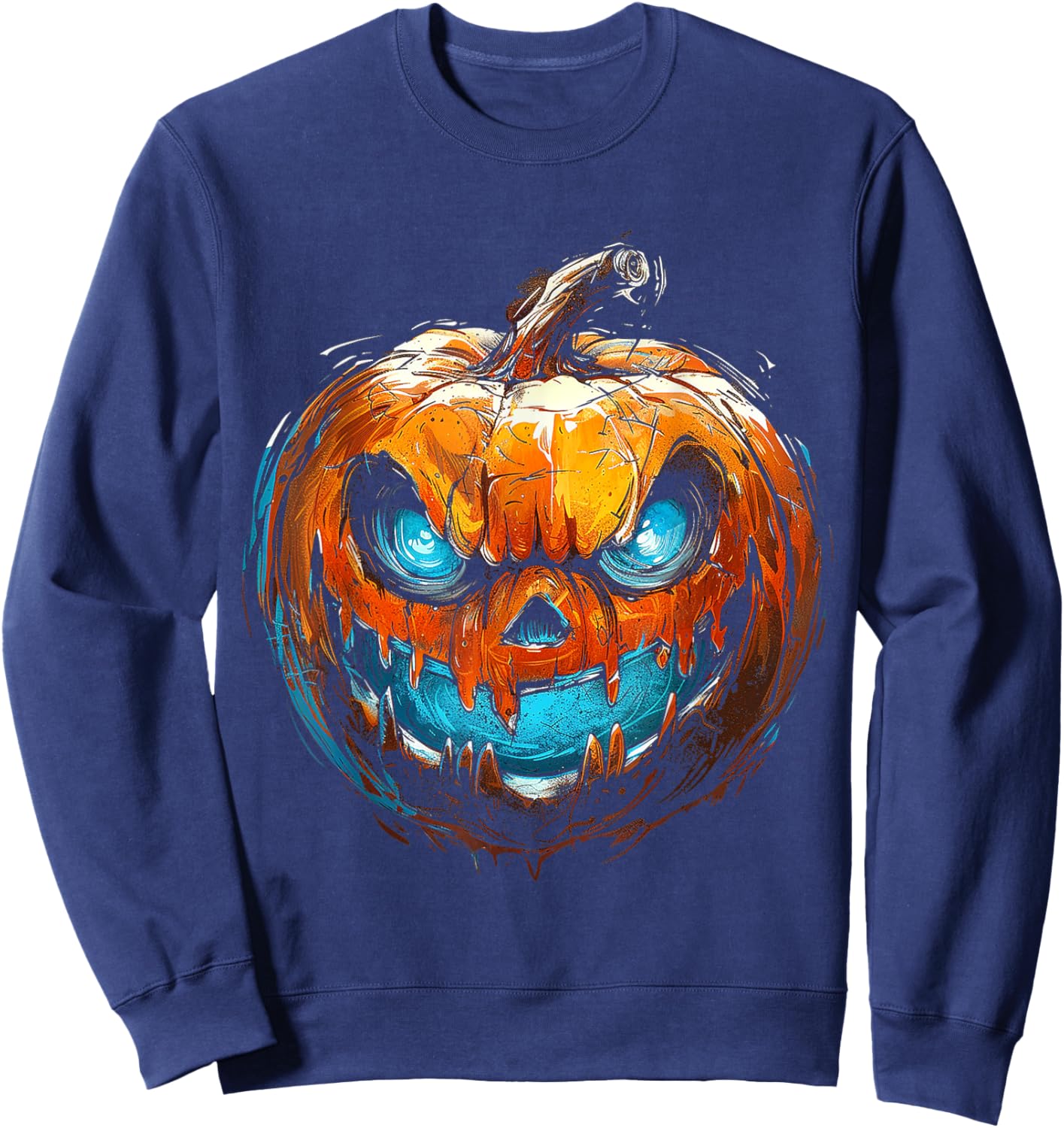 Pumpkin Costume Halloween Spooky Art Pumpkin Sweatshirt - Sweatshirt | Navy