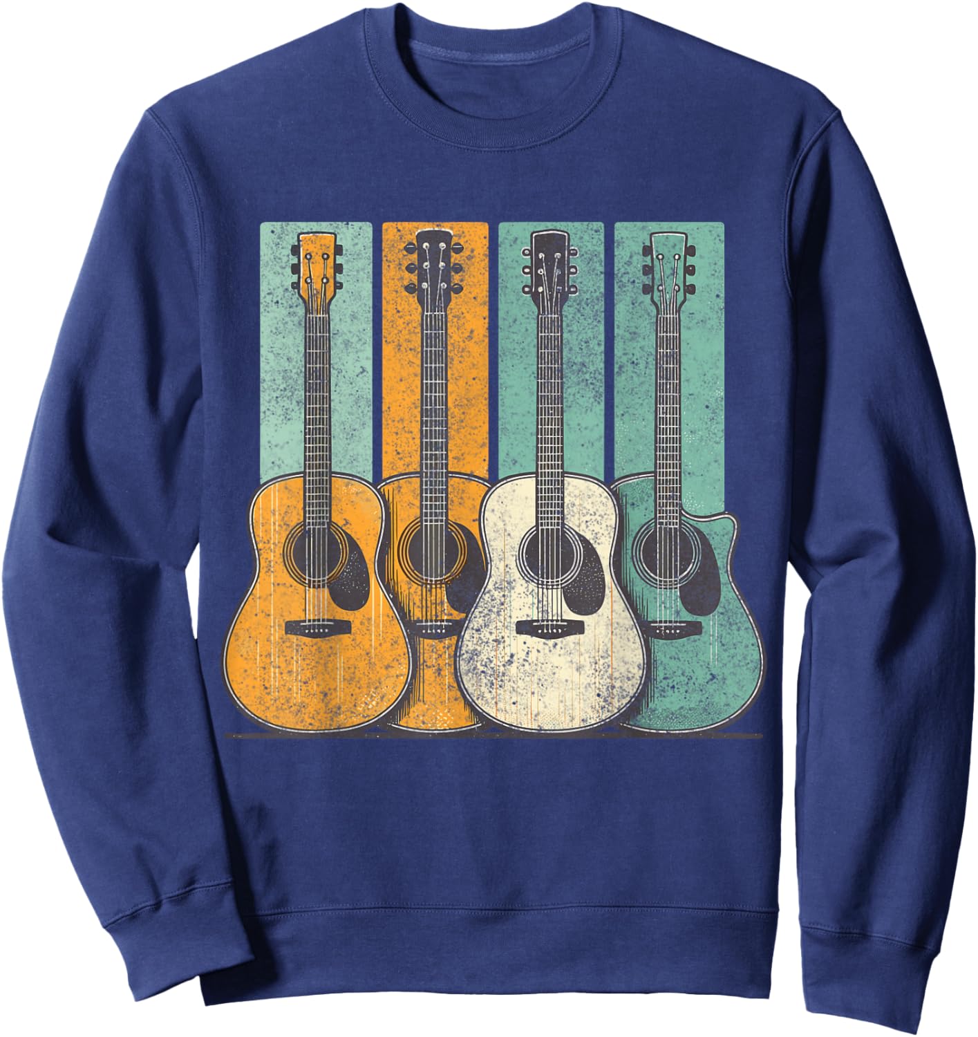 Acoustic Guitar Vintage Guitarist Music Sweatshirt - Sweatshirt | Navy