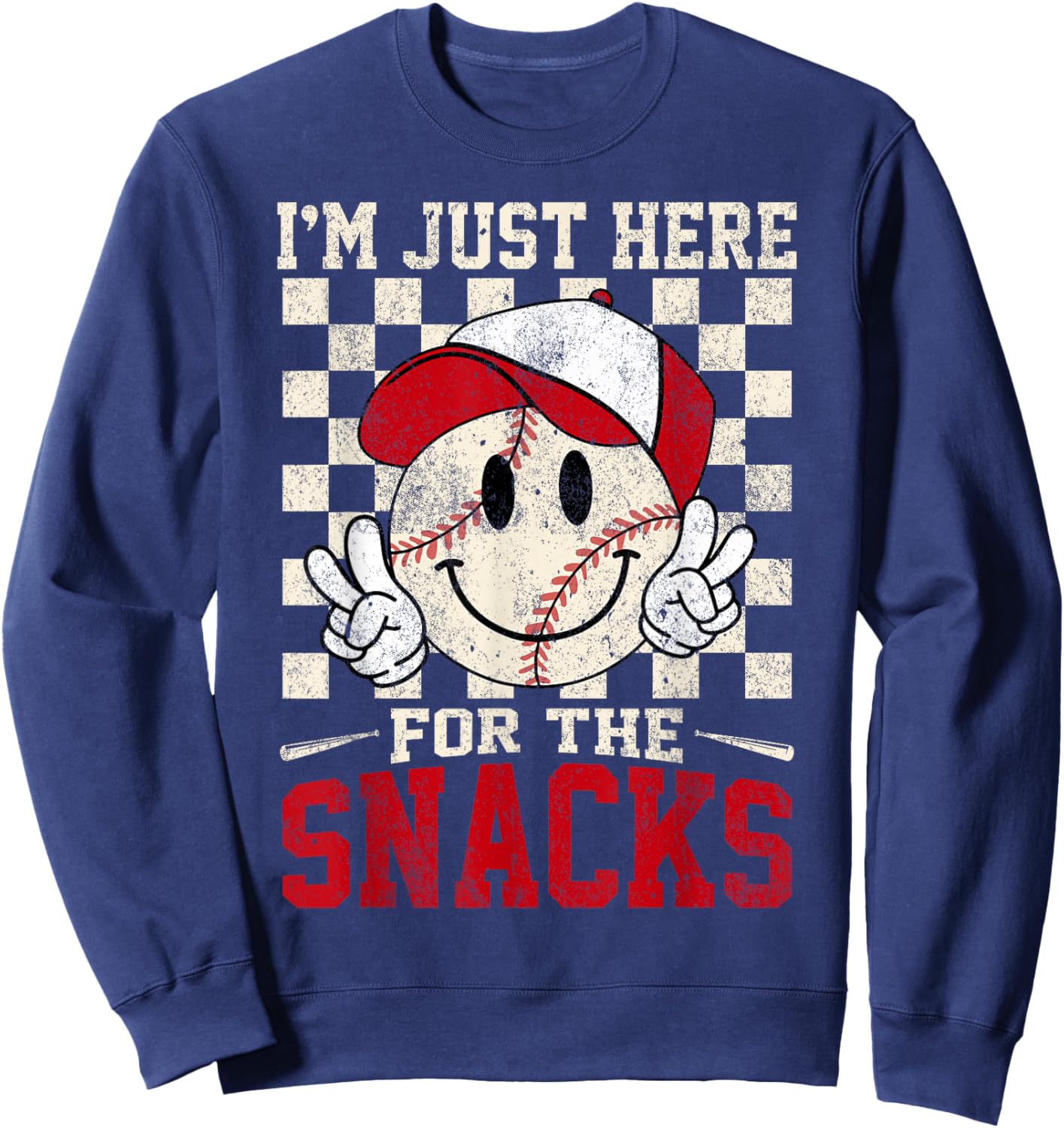 Funny Baseball Lover I'm Just Here for The Snacks Toddler Sweatshirt - Sweatshirt | Navy