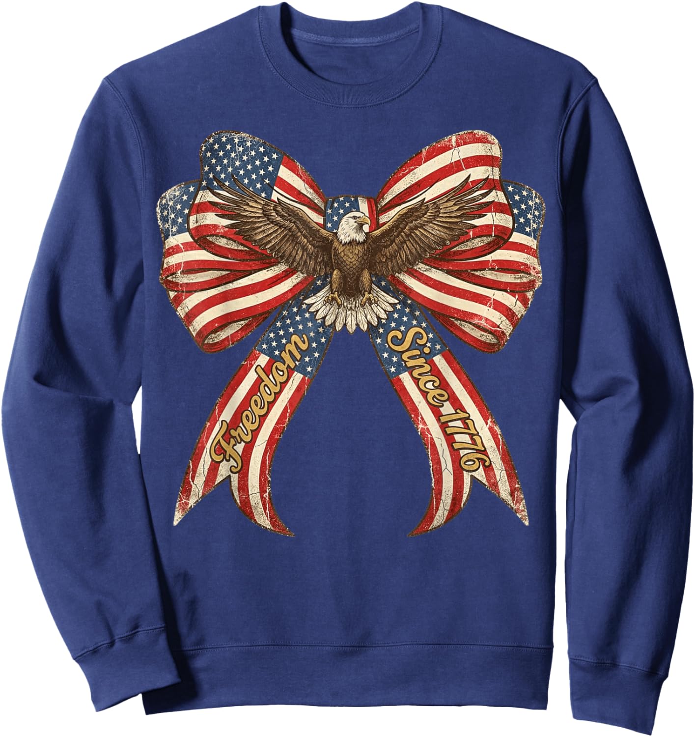 Vintage USA Bow in Red White Blue for Patriotic 4th of July Sweatshirt - Sweatshirt | Navy