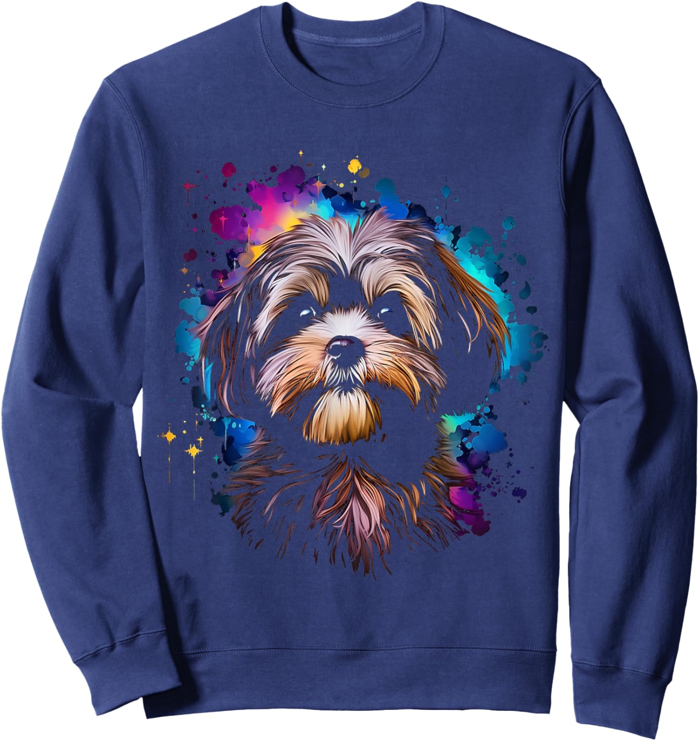 Shih Tzu Graphic Pet Illustration Dog Shih Tzu Sweatshirt - Sweatshirt | Navy