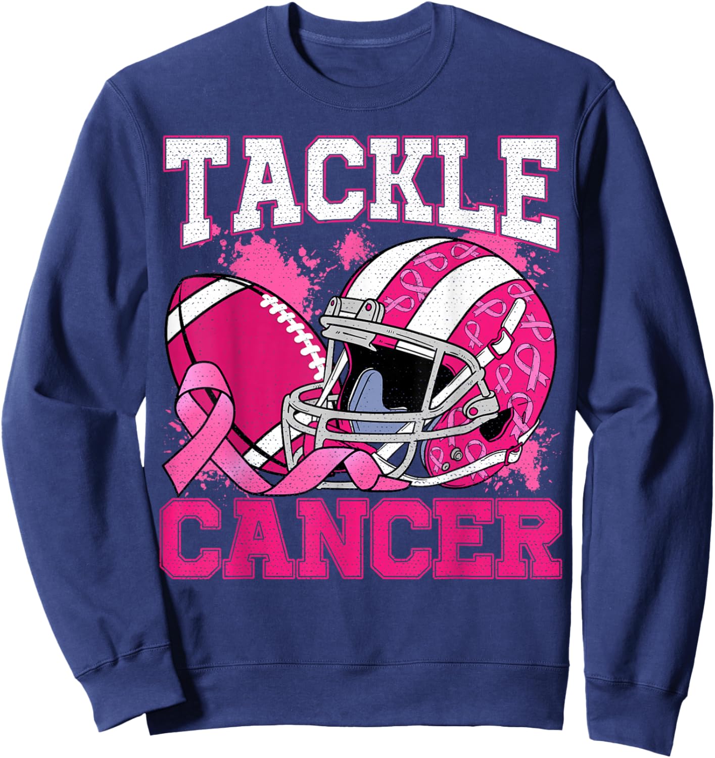 Tackle Breast Cancer Football Pink Breast Cancer Awareness Sweatshirt - Sweatshirt | Navy