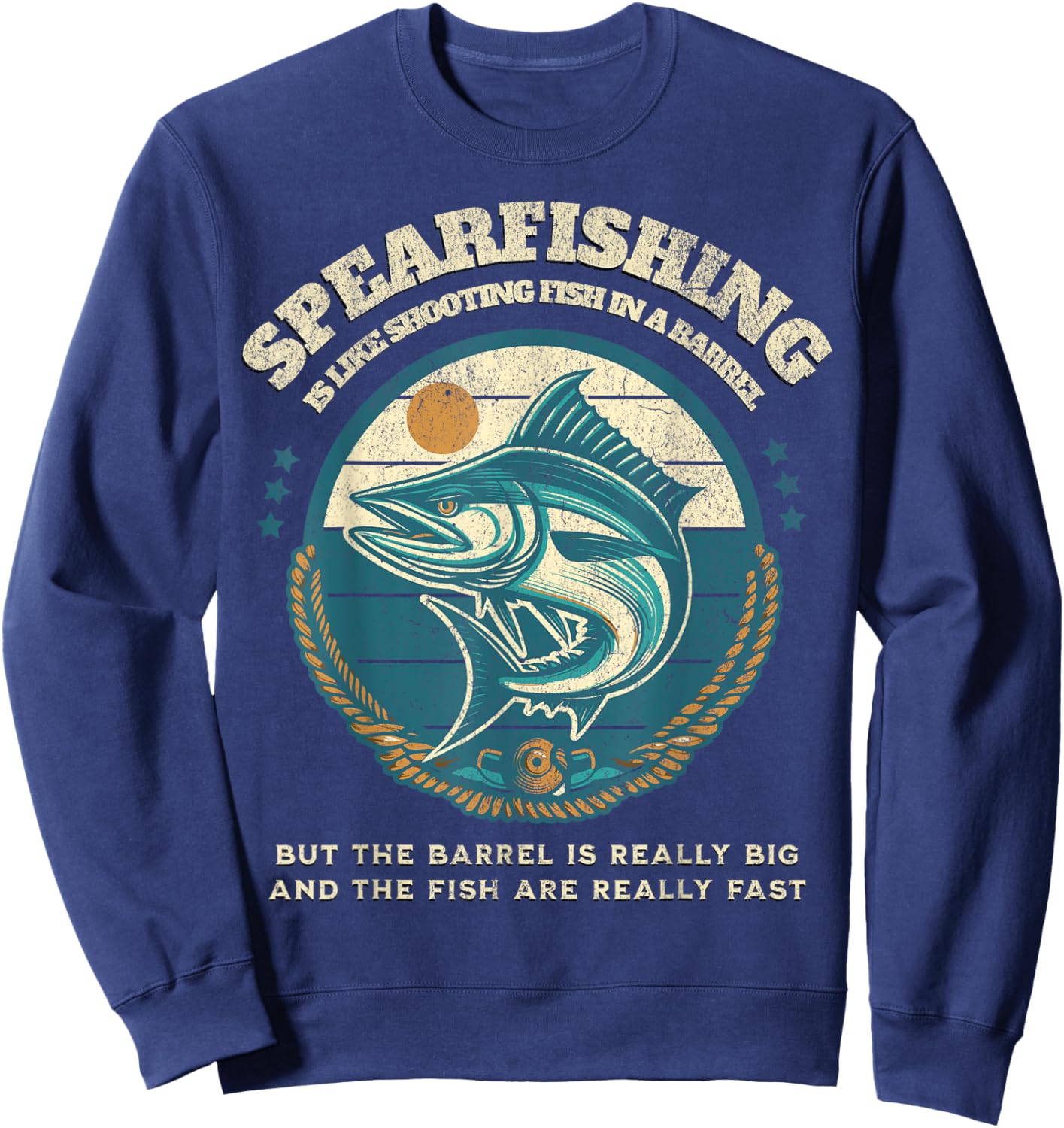Funny Spearfishing Humor for Spearos, Like Fish in a Barrel Sweatshirt - Sweatshirt | Navy