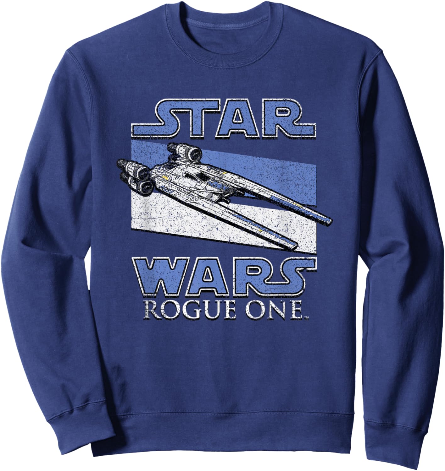 Star Wars Rogue One Iconic U-wing Fighter Distressed Poster Sweatshirt - Sweatshirt | Navy