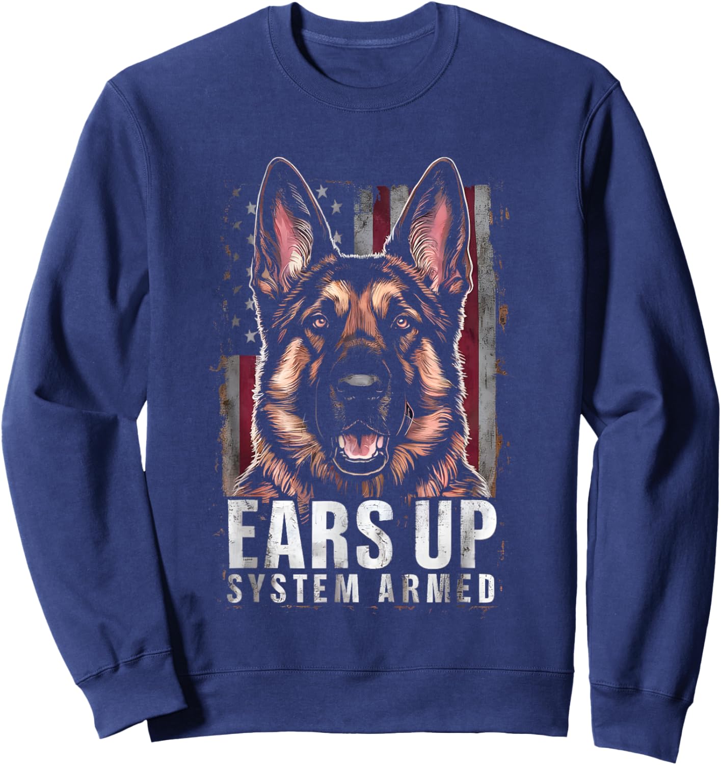 Funny German Shepherd Mom Service Dog Ears Up System Armed Sweatshirt - Sweatshirt | Navy