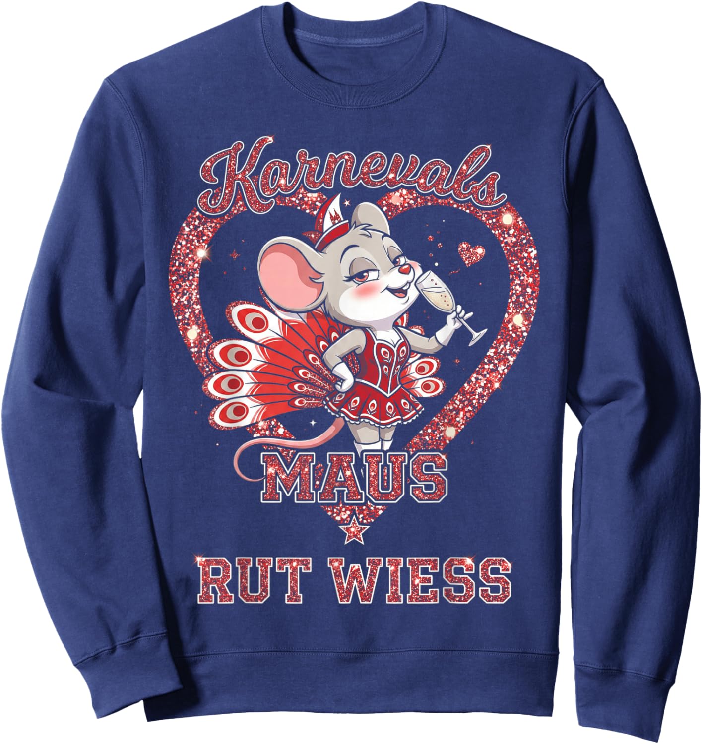 Karnevalsmaus RUT WIESS Köln Fasching Kostüm Look Sweatshirt - Sweatshirt | Navy