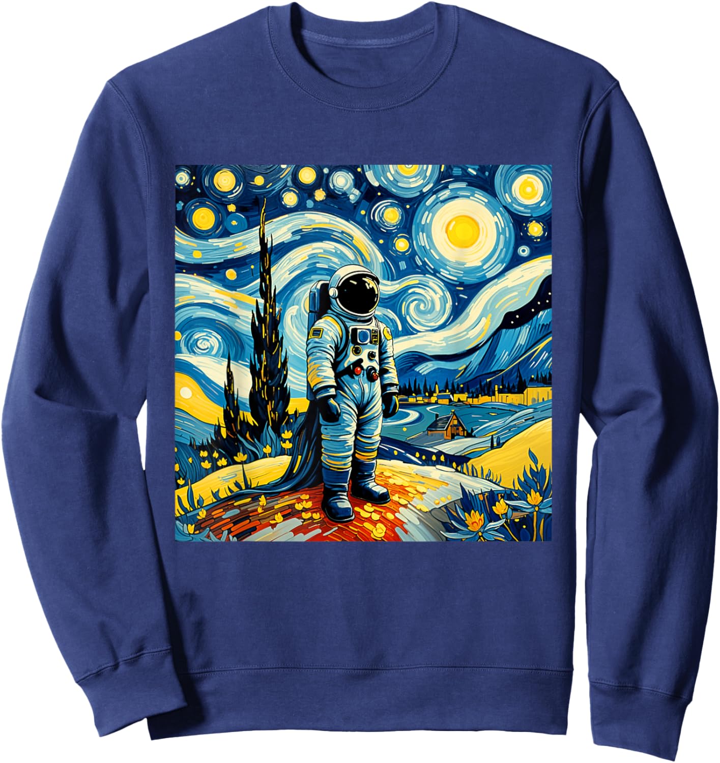Van Gogh Starry Night Astronaut space lovers Sweatshirt - Sweatshirt | Navy