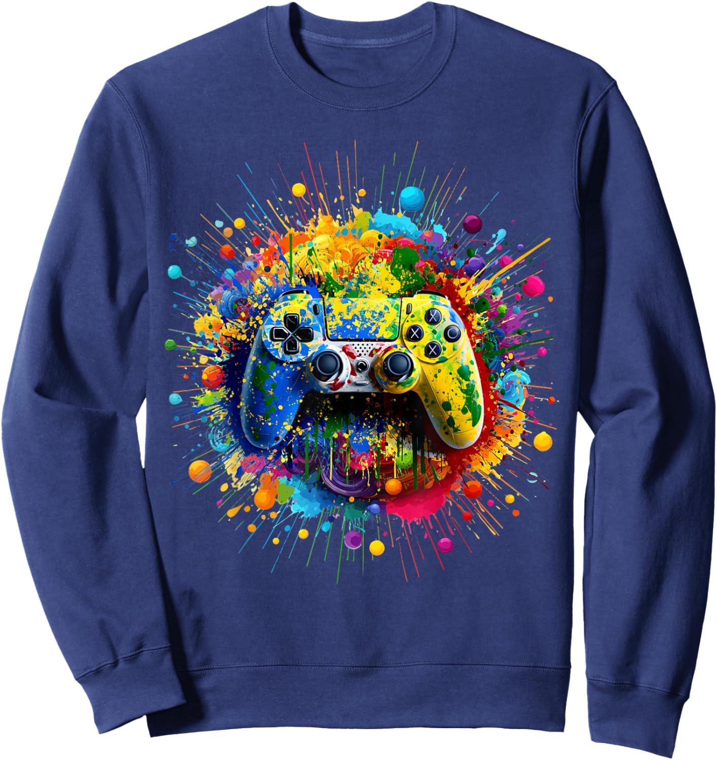 Retro Polka Dots Gaming Controller Video Gamers Dot Day Boys Sweatshirt - Sweatshirt | Navy